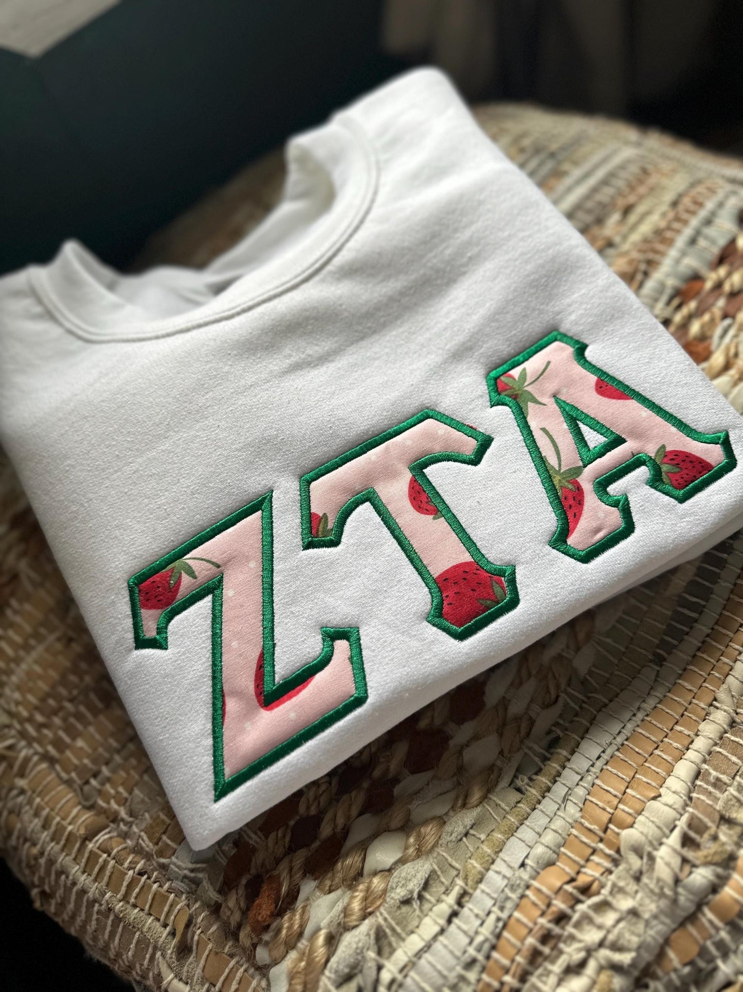 Embroidered Zeta Tau Alpha Strawberry sweatshirt - ZTA wear - Sorority Sweatshirt - Big/Little Gift - Sorority Greek Licensed Merch -