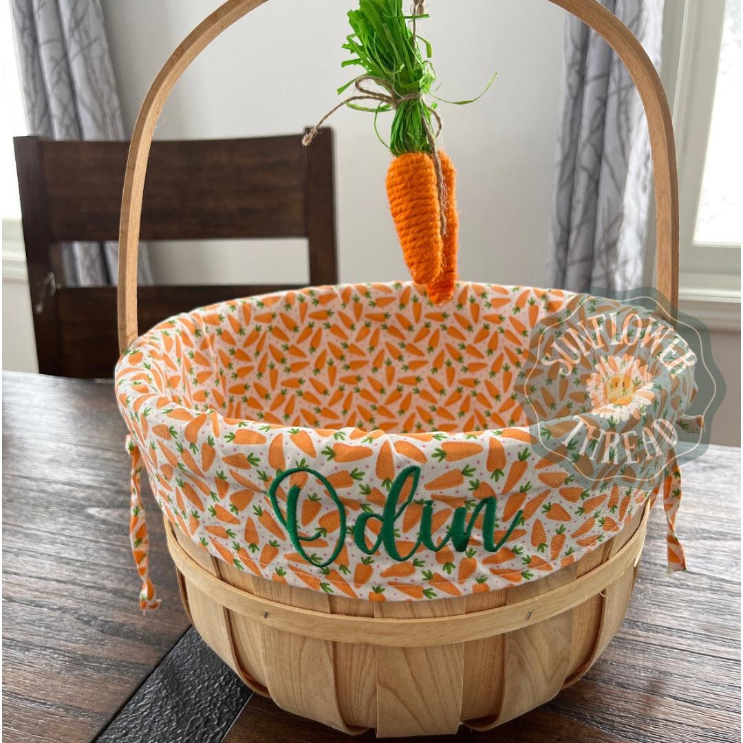 Embroidered Personalized Carrot Easter Basket - Custom Easter Basket - Embroidered Easter Basket Liner Name - Baby First Easter