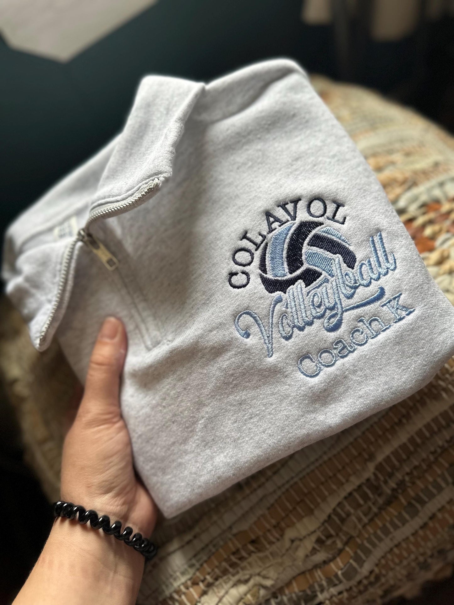 Embroidered Volleyball Coach Quarter Zip - Coach pullover - personalize varsity pullover - Volleyball Quarter Zip
