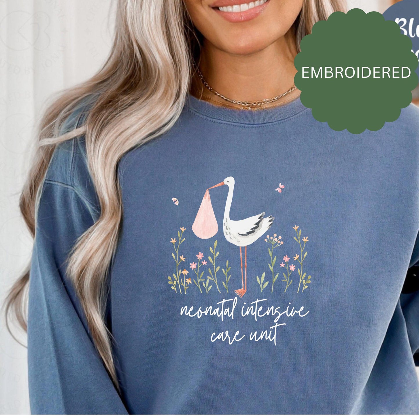 Custom Embroidered NICU Sweatshirt, Baby Nurse Sweatshirt, NICU Nurse Sweatshirt, NICU Nurse GIft, Baby Nurse