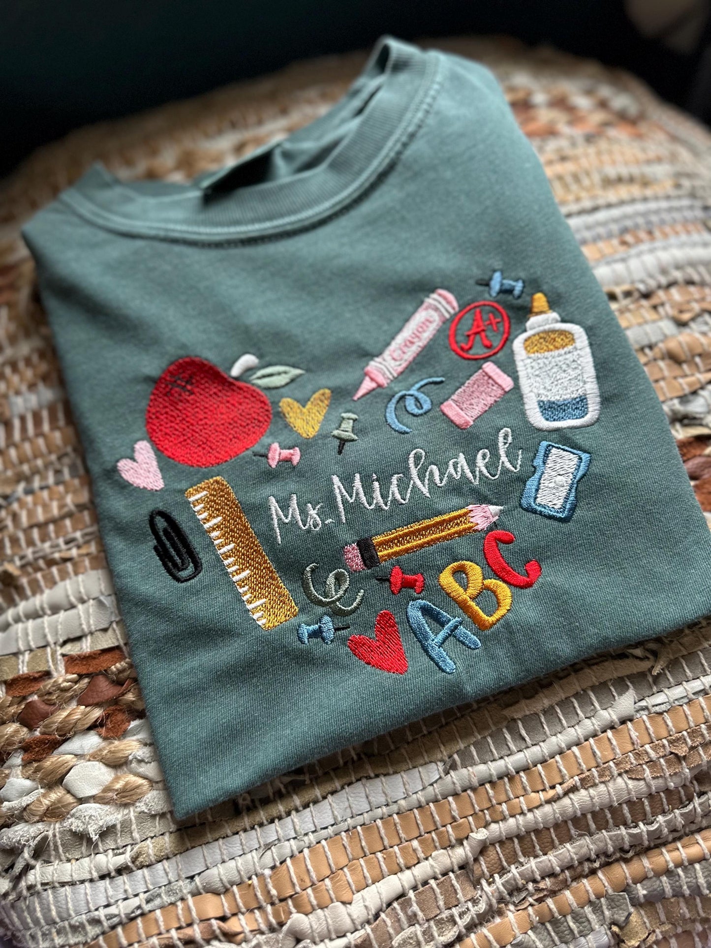 Embroidered 90s Vibe Teacher Sweatshirt - Embroidered Teacher Sweatshirt - Teacher Gift - Student Teacher Sweatshirt - DayCare Sweatshirt