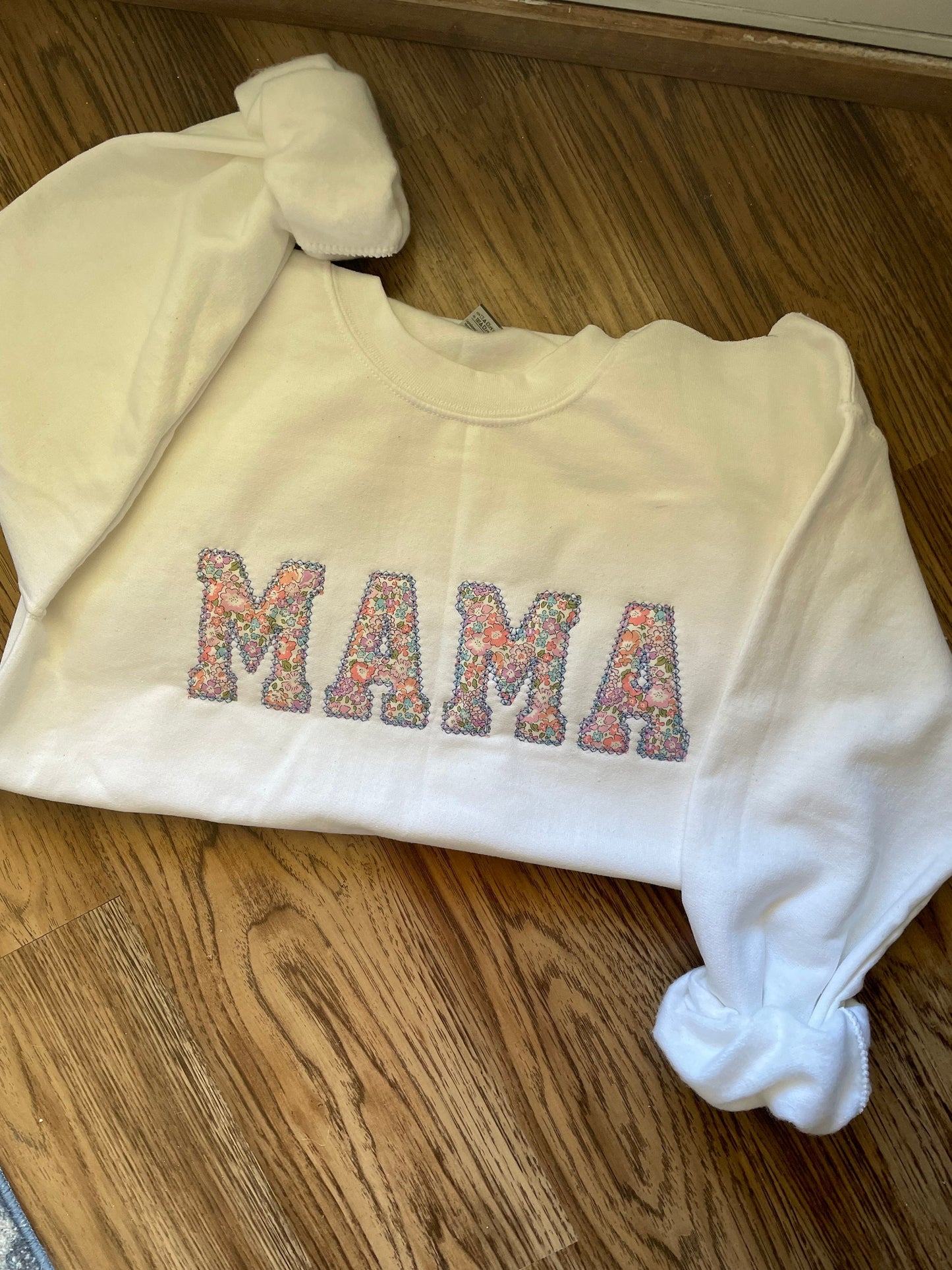 Embroidered MAMA Sweatshirt - MAMA appliqué Sweatshirt - MAMA sweatshirt - nana embroidered sweatshirt - liberty of London fabric