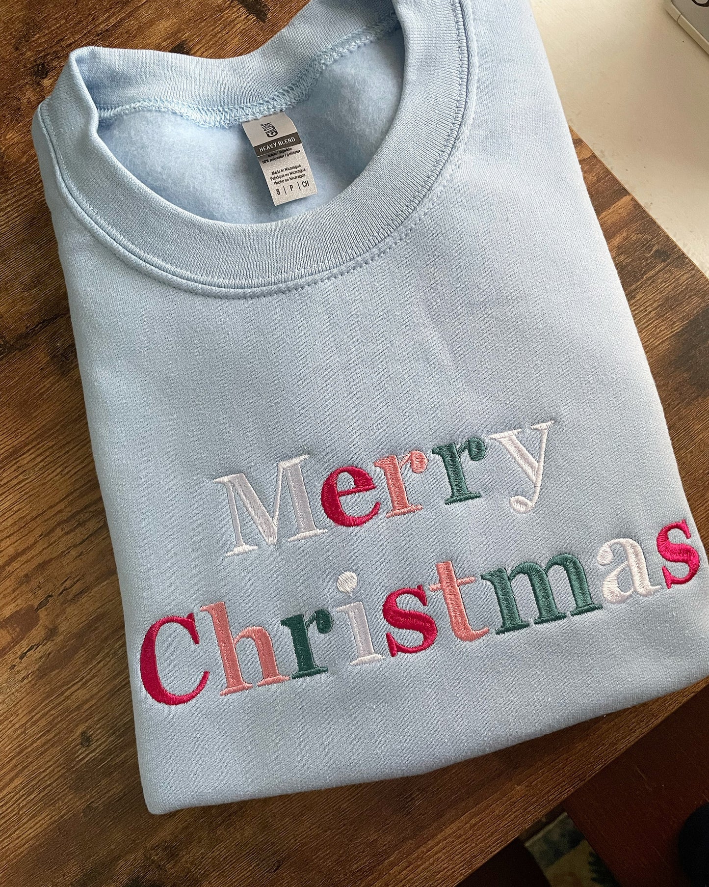 Embroidered Christmas Sweatshirt - Merry Christmas Sweatshirt - pastel christmas sweatshirt - candy land sweatshirt