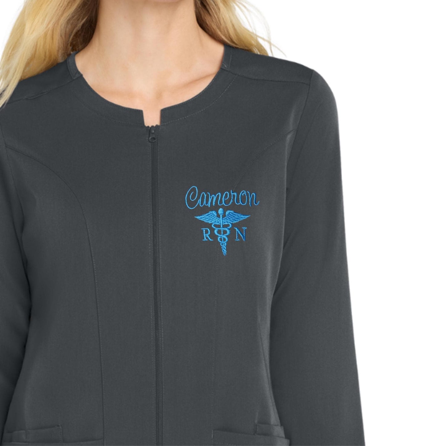 Custom Embroidered nurse Wink scrub jacket - Nurse Scrub Jacket- Personalized nurse jacket gift - New Grad Gift