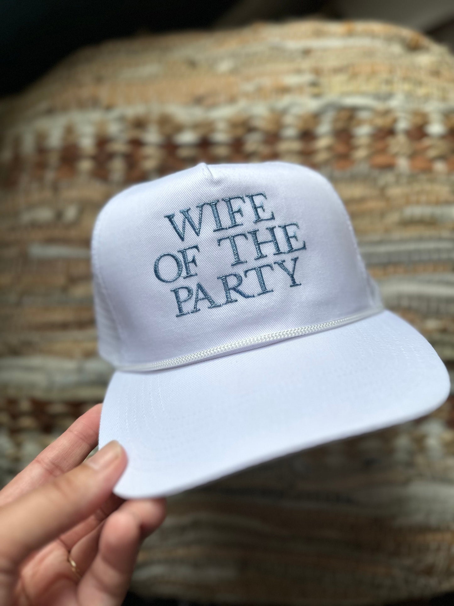 Embroidered Wife of The Party Trucker Hat - engagement gift - bachelorette hat - bachelorette party gift - bridal show hat - rehearsal hat