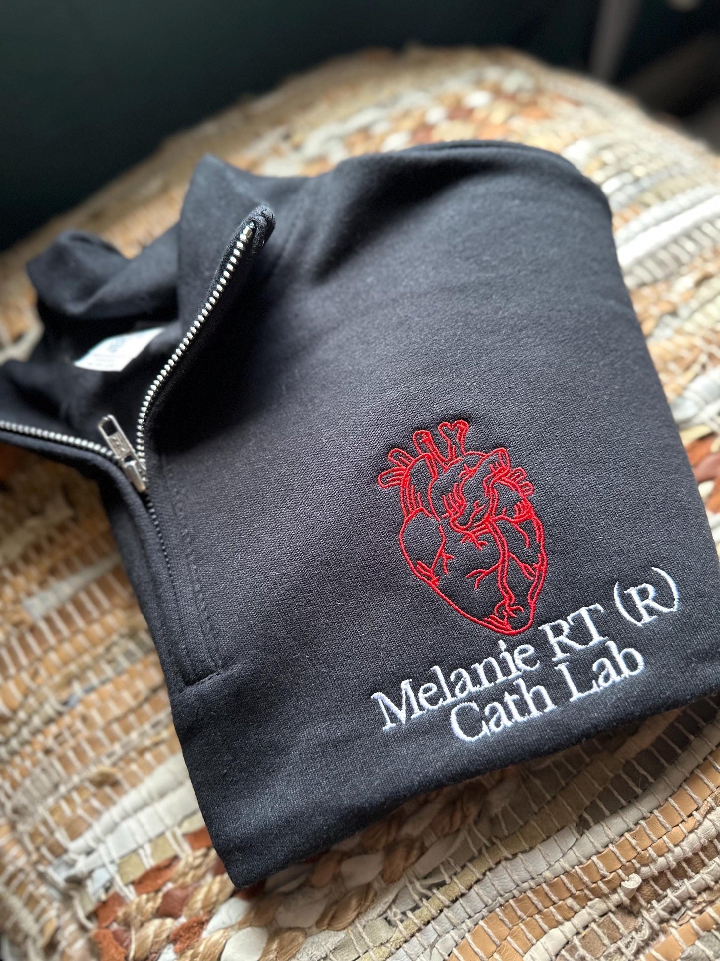 Embroidered CARDIAC nurse quarter zip jacket - cards nurse jacket - CVICU nurse jacket -personalized nurse gift - CHSU unit - cath lab