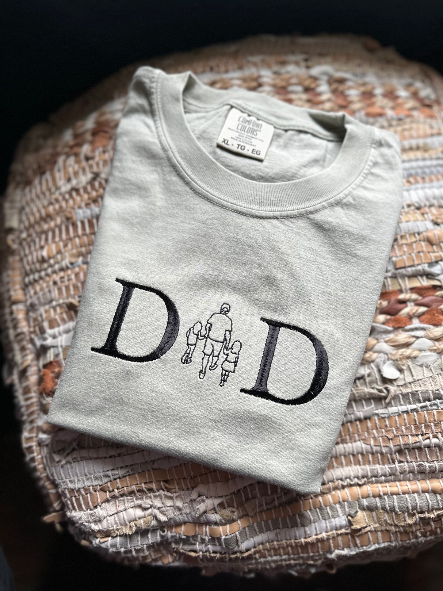 Embroidered Dad line art comfort colors shirt