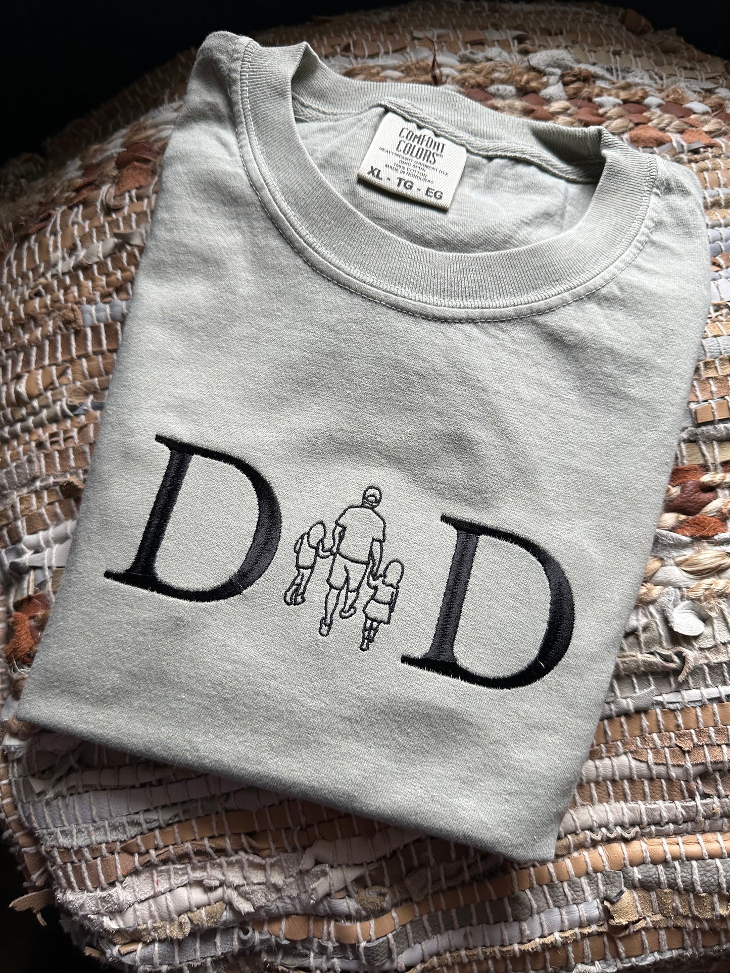 Embroidered Dad line art comfort colors shirt