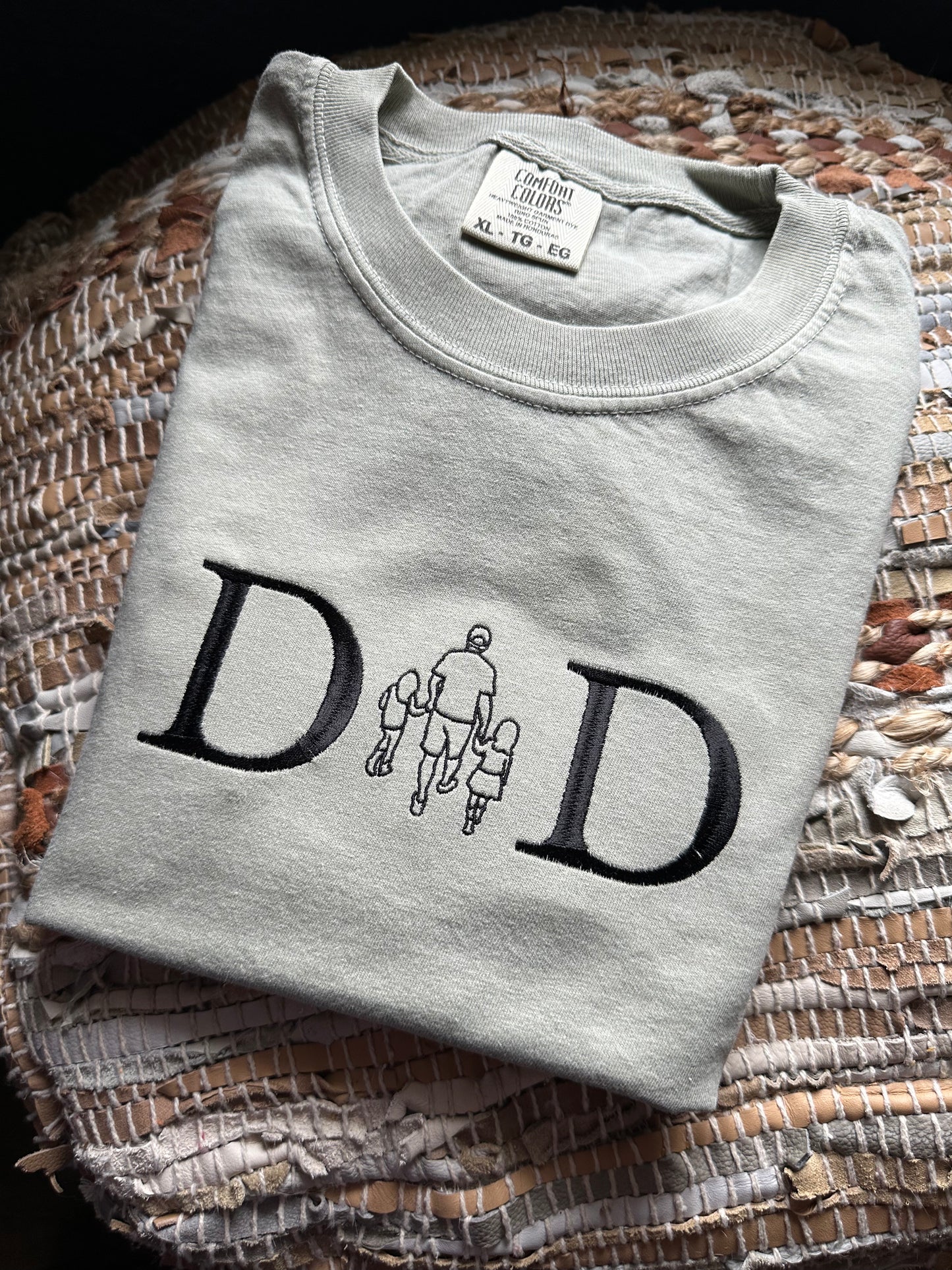 Embroidered Dad line art comfort colors shirt