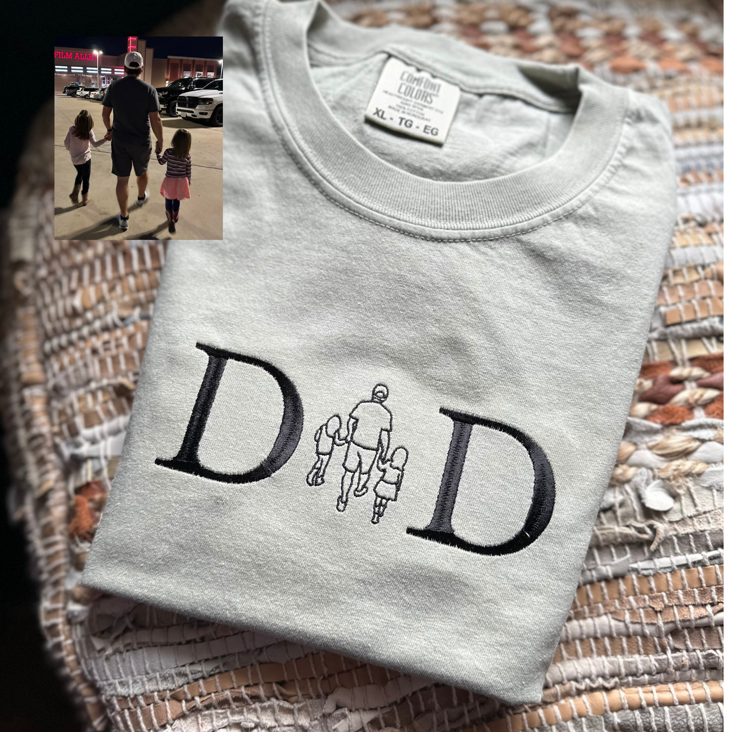 Embroidered Dad line art comfort colors shirt