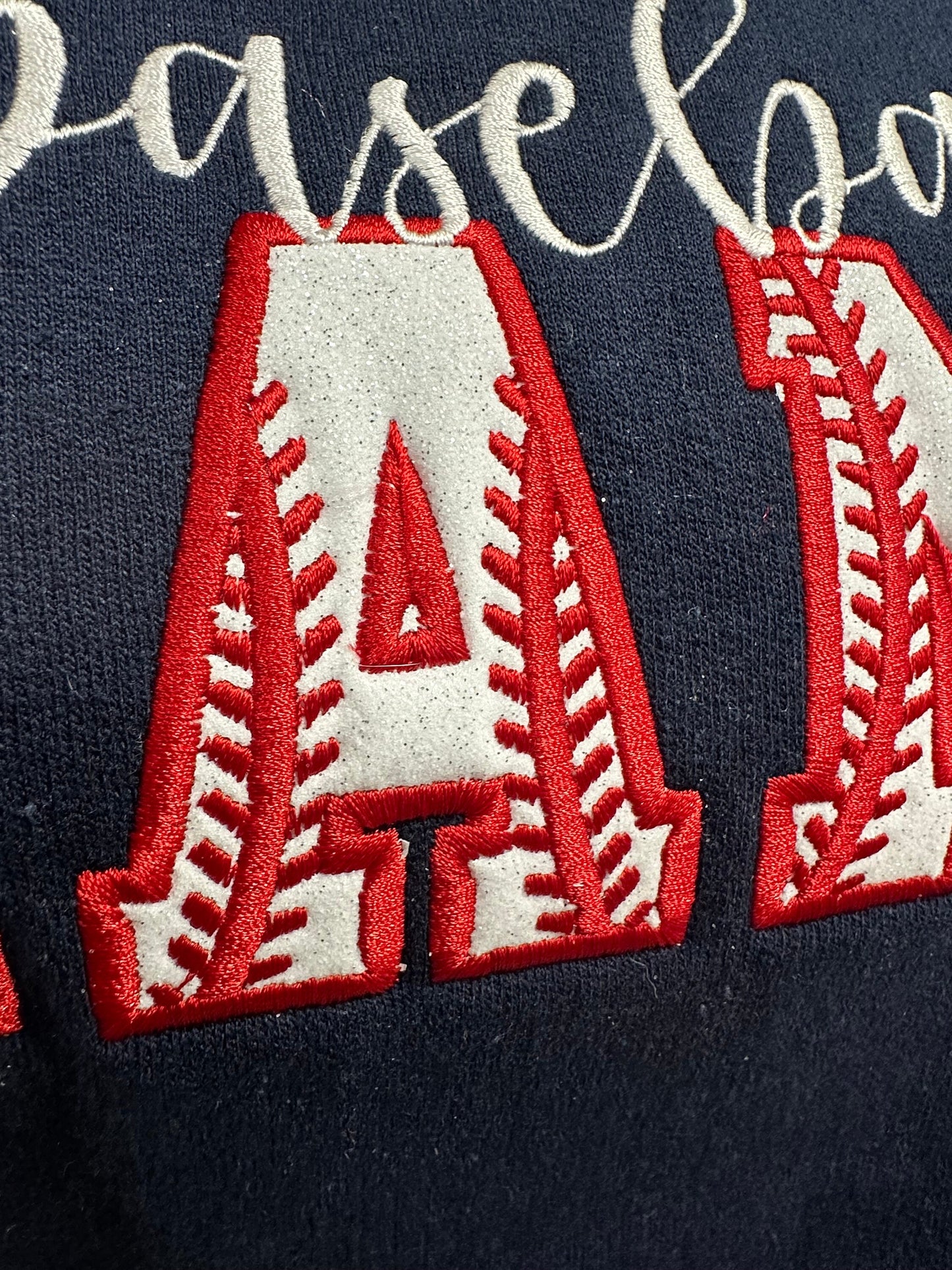 Custom Embroidered Baseball Sweatshirt - Personalized Baseball Mom long sleeve - Baseball mama with glitter vinyl- TBALL mom shirt