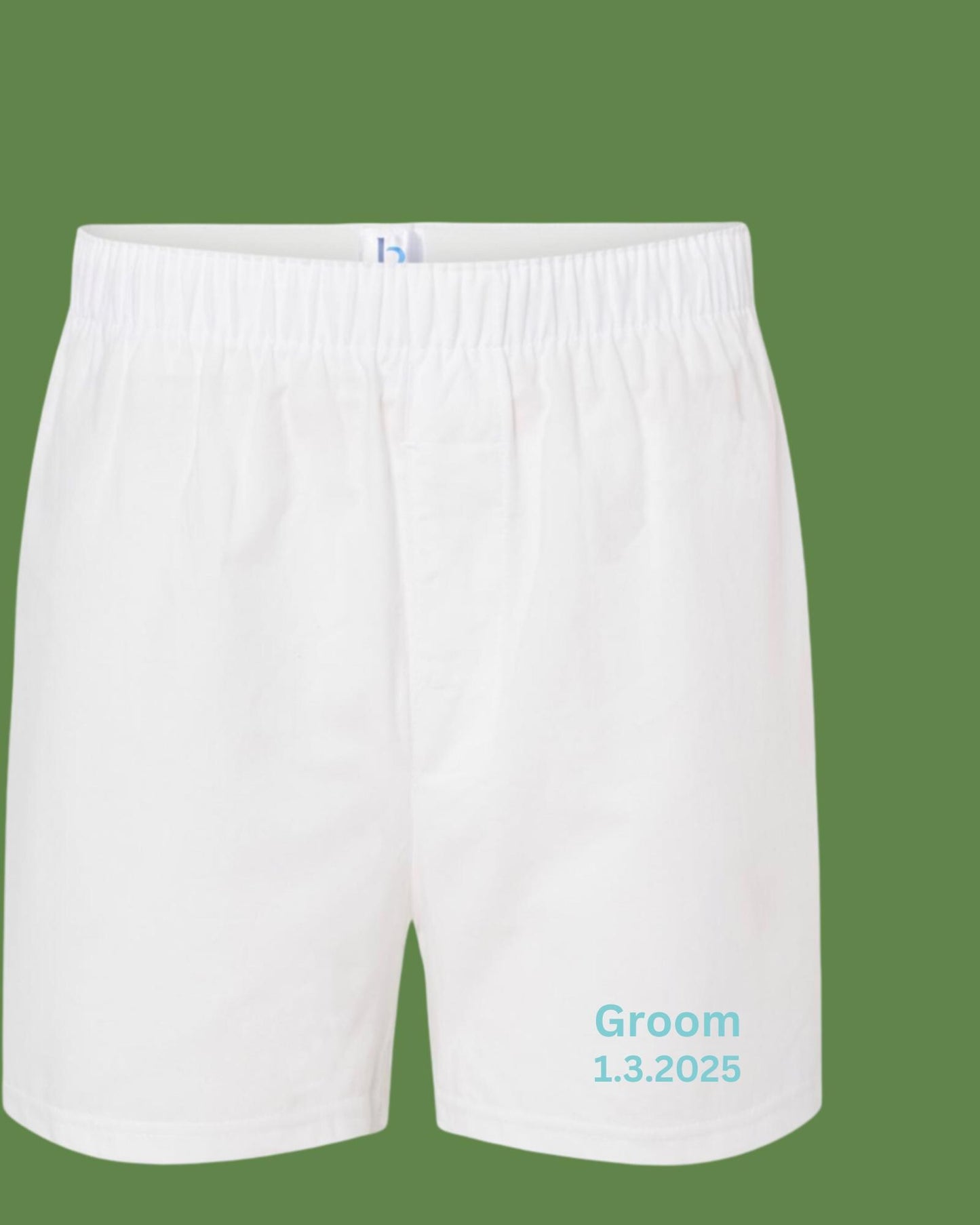 Embroidered Groom’s Boxers - Embroidered Geoom Gift - wedding day Gift - wedding anniversary date gift - Men’s boxers - Something Blue Boxer