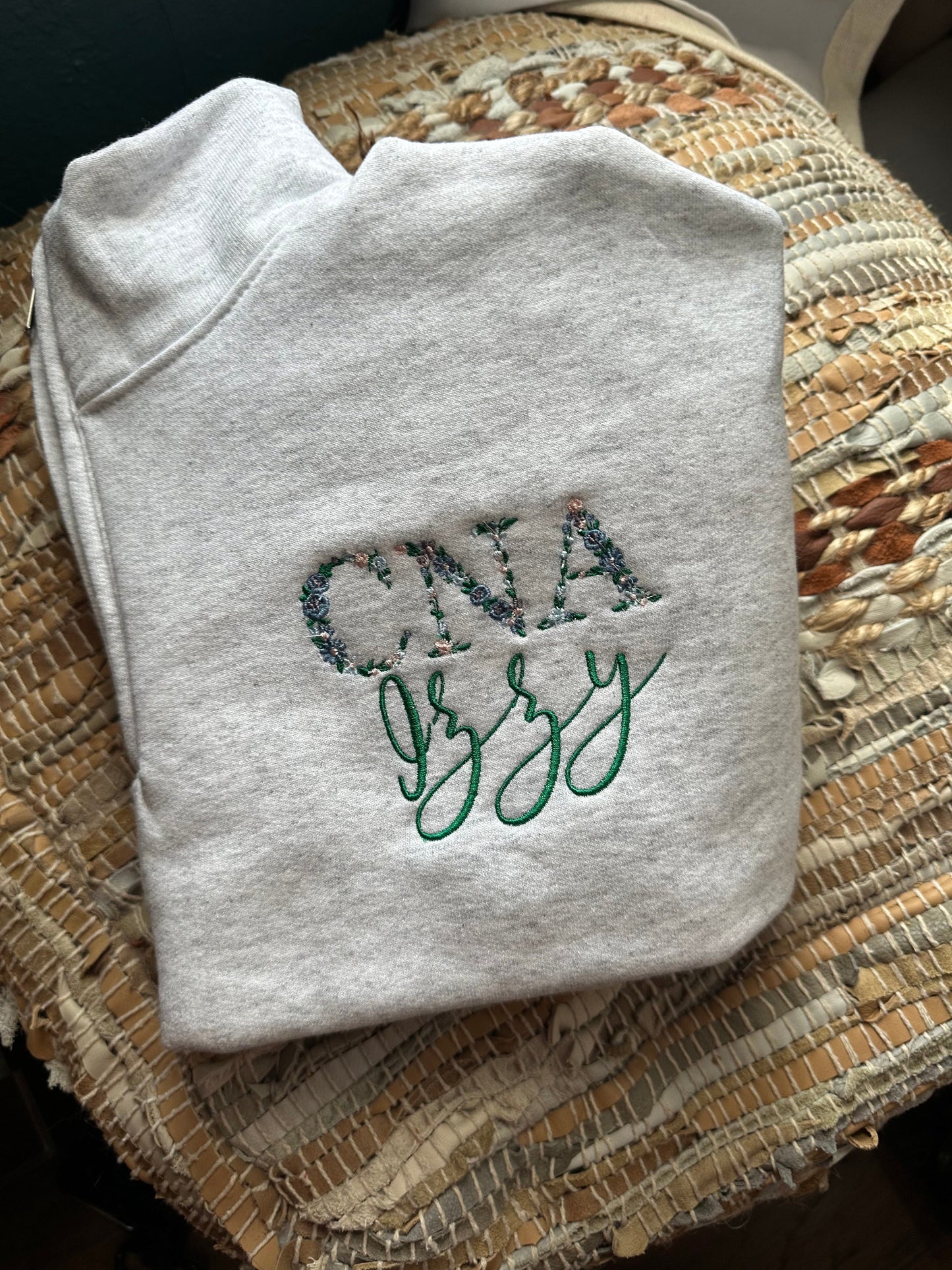 Custom personalized Embroidered certified nurse assistant quarter zip - Floral CNA Jacket - Floral CNA jacket - CNA gift