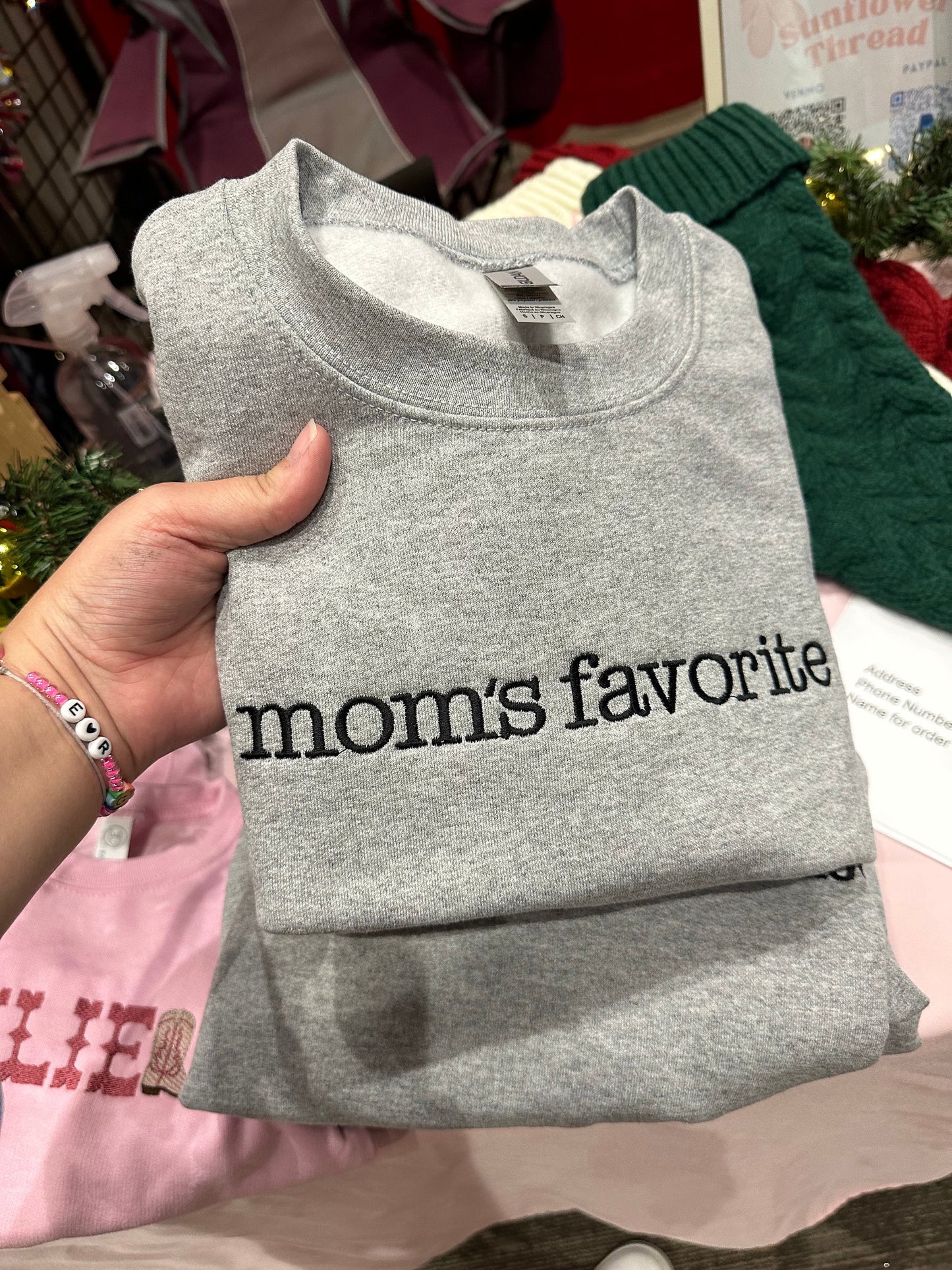 Embroidered mom’s favorite Sweatshirt - gift sweatshirt - sibling sweatshirt - funny sweatshirt