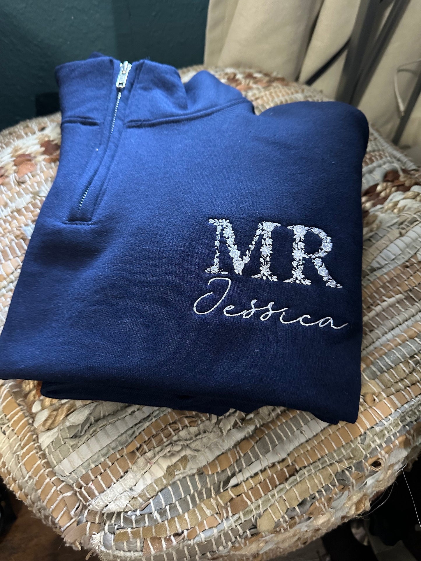 Custom Embroidered nurse quarter zip - Floral RN Jacket - Floral Nurse jacket - personalized quarter zip floral zip jack - nurse gift