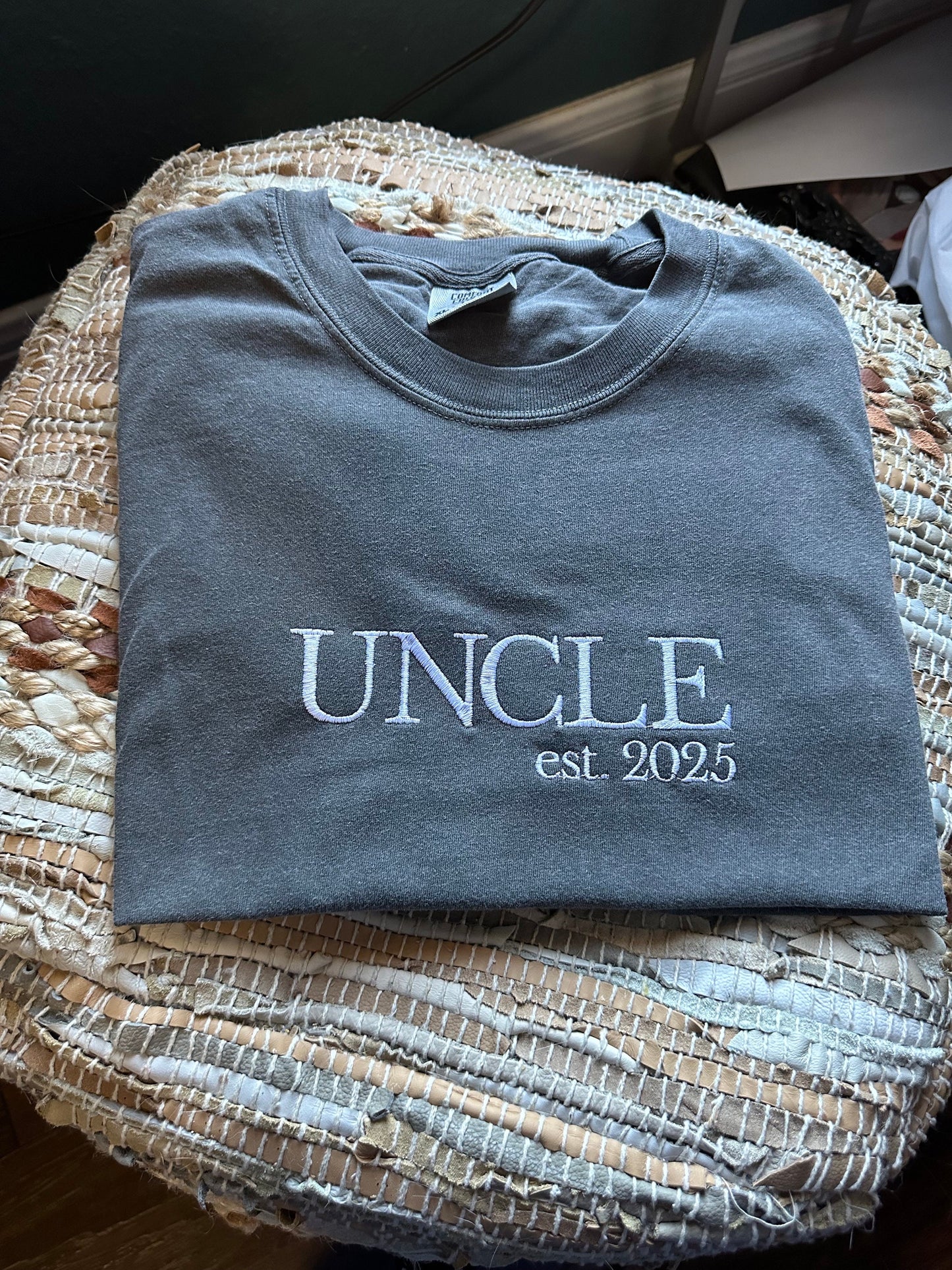 Embroidered uncle Pregnancy Announcement Short Sleeve Shirt - uncle EST Date Shirt - uncle gift - Funcle gift - Soon to be uncle