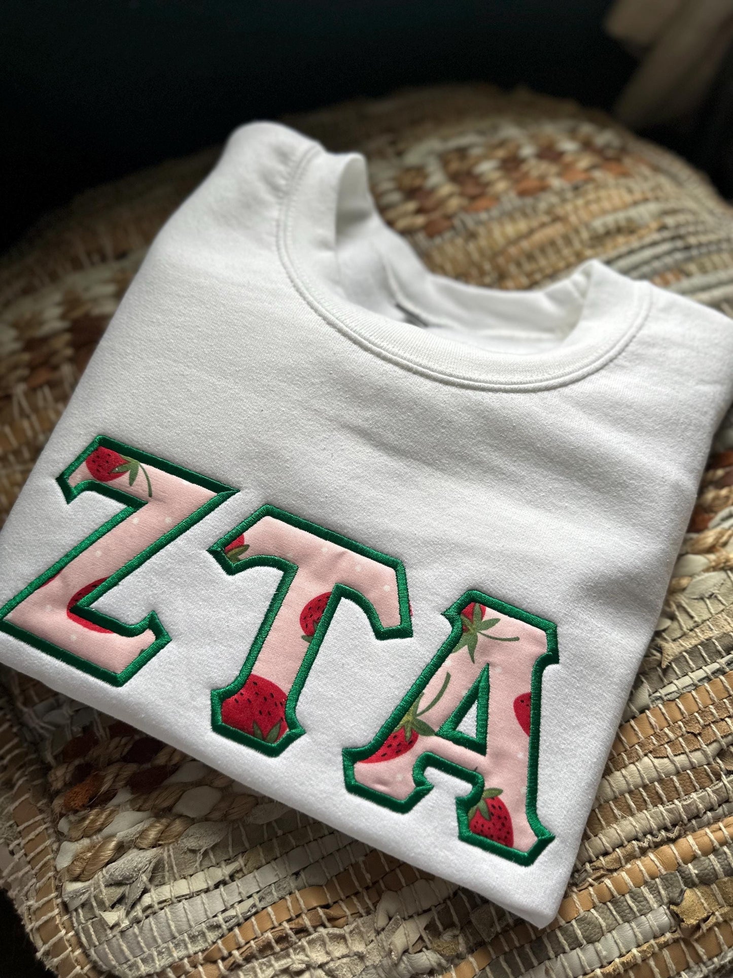 Embroidered Zeta Tau Alpha Strawberry sweatshirt - ZTA wear - Sorority Sweatshirt - Big/Little Gift - Sorority Greek Licensed Merch -