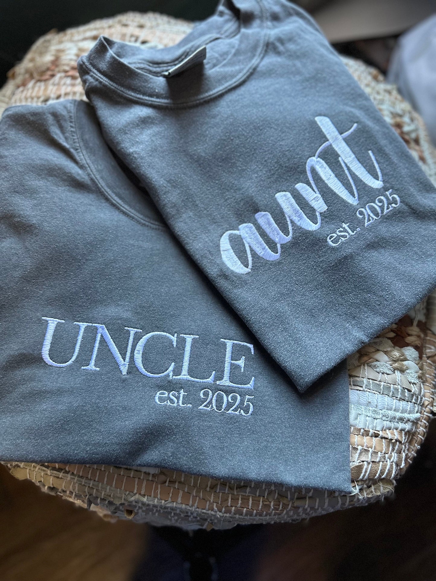 Embroidered uncle and aunt Pregnancy Announcement Short Sleeve Shirt - uncle EST Date Shirt - Auntie gift - Funcle gift - Soon to be Aunt