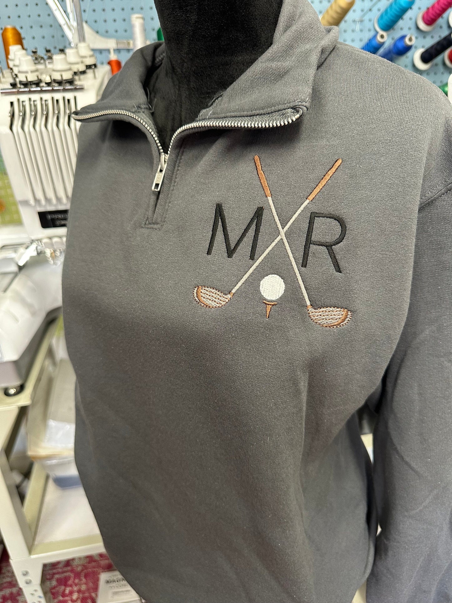 Custom Embroidered Golf Monogram quarter zip - Golf Pullover - Father’s Day Gift Jacket - Golf Dad Personalized Jacket - Grandpa Golf Jacket