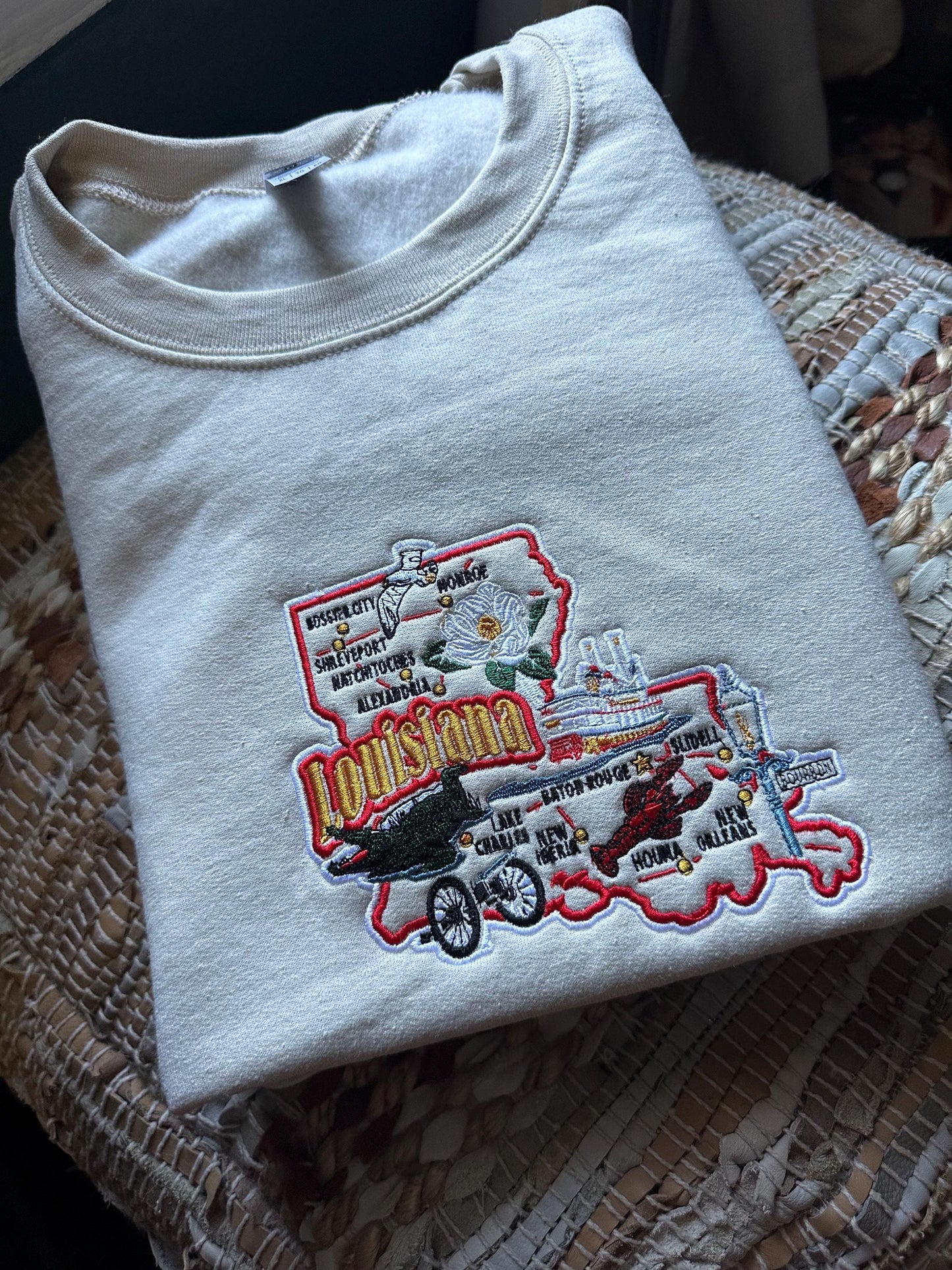 Custom Embroidered Mardi Gras Sweatshirt, Embroidered Louisiana Sweatshirt, Crawfish season, Embroidered cowgirl crewneck, Geaux Girls