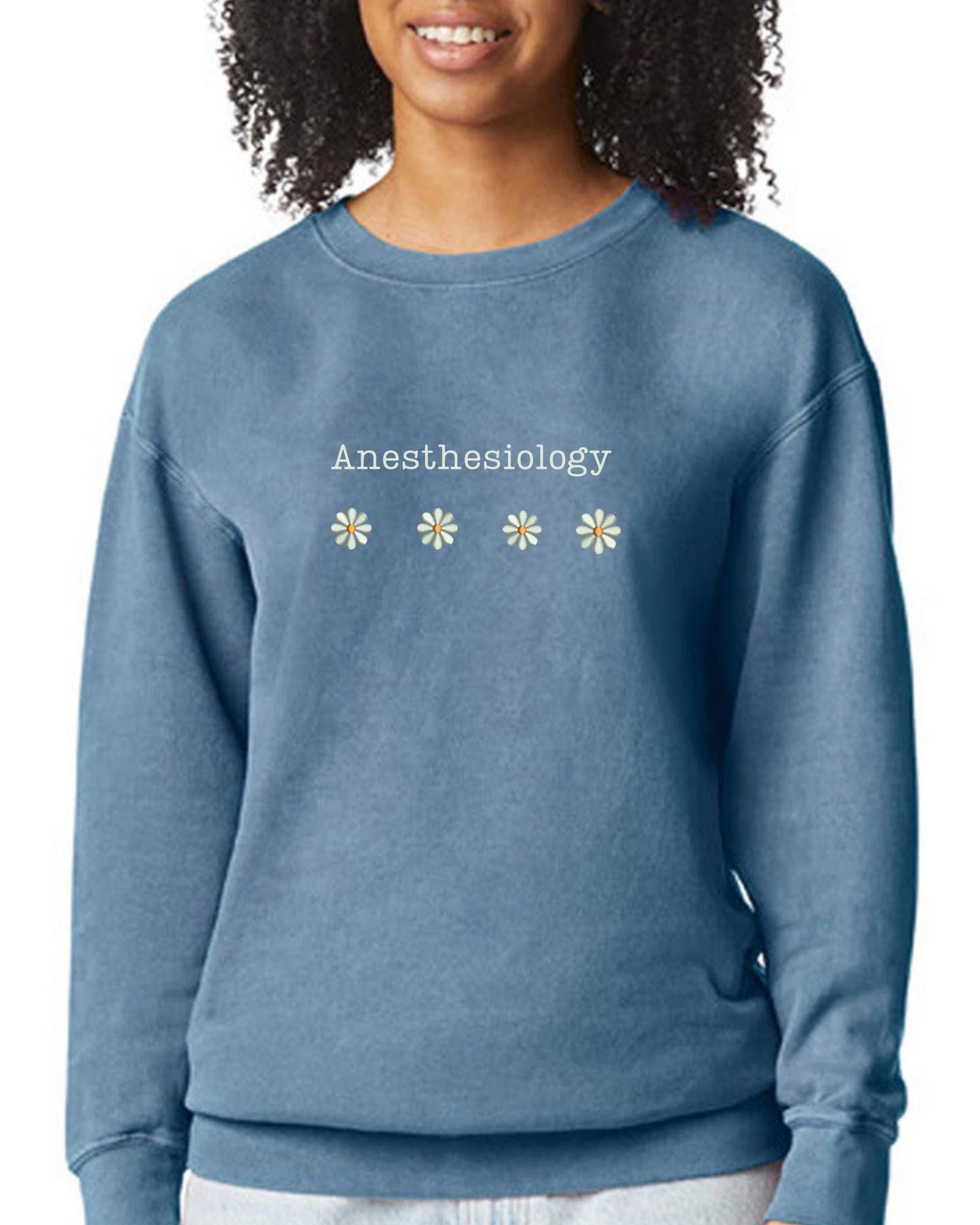 Custom Embroidered Anesthesiology sweatshirt - Floral Anesthesiology - Anesthesiology crewneck - CRNA student- CRNA gift