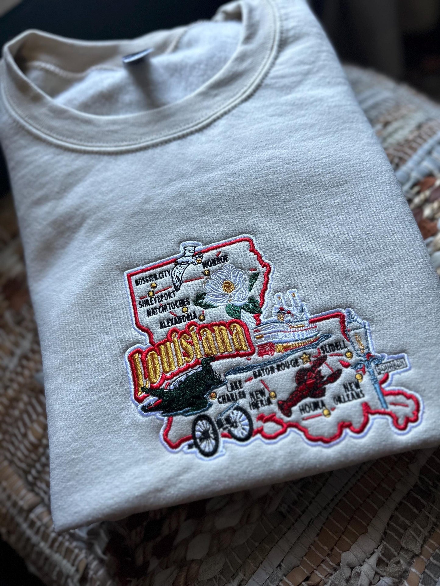Custom Embroidered Mardi Gras Sweatshirt, Embroidered Louisiana Sweatshirt, Crawfish season, Embroidered cowgirl crewneck, Geaux Girls