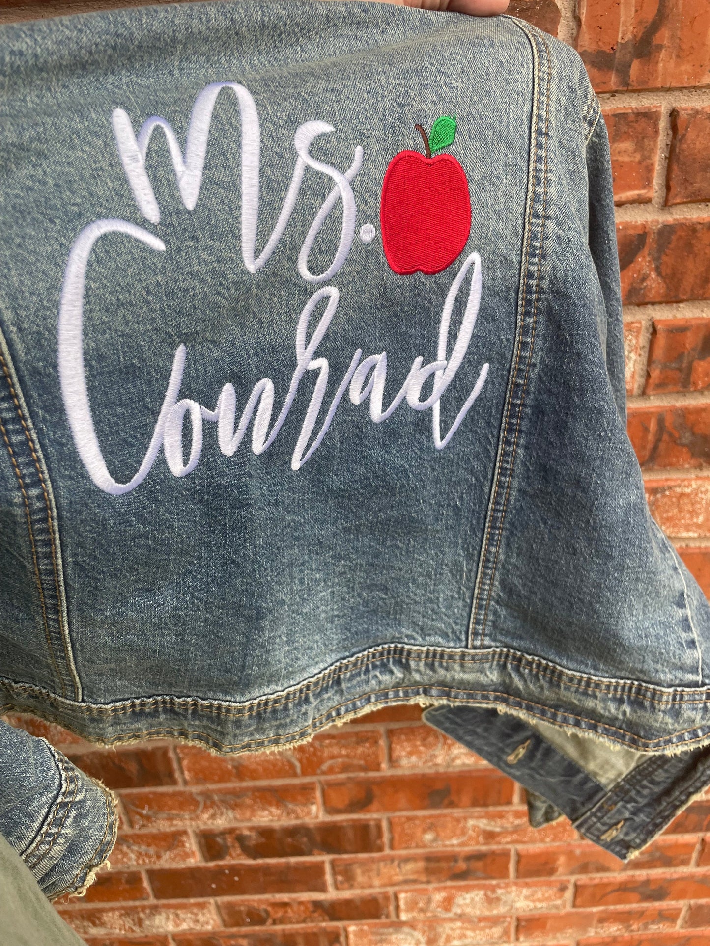 Embroidered Teacher Jean Jacket - Personalized Jean Jacket