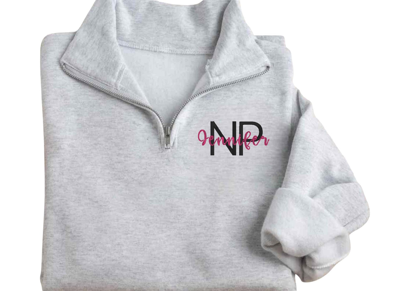 Custom Embroidered nurse practitioner quarter zip - NP Jacket - Floral Nurse jacket - personalized quarter zip FNP - NP gift