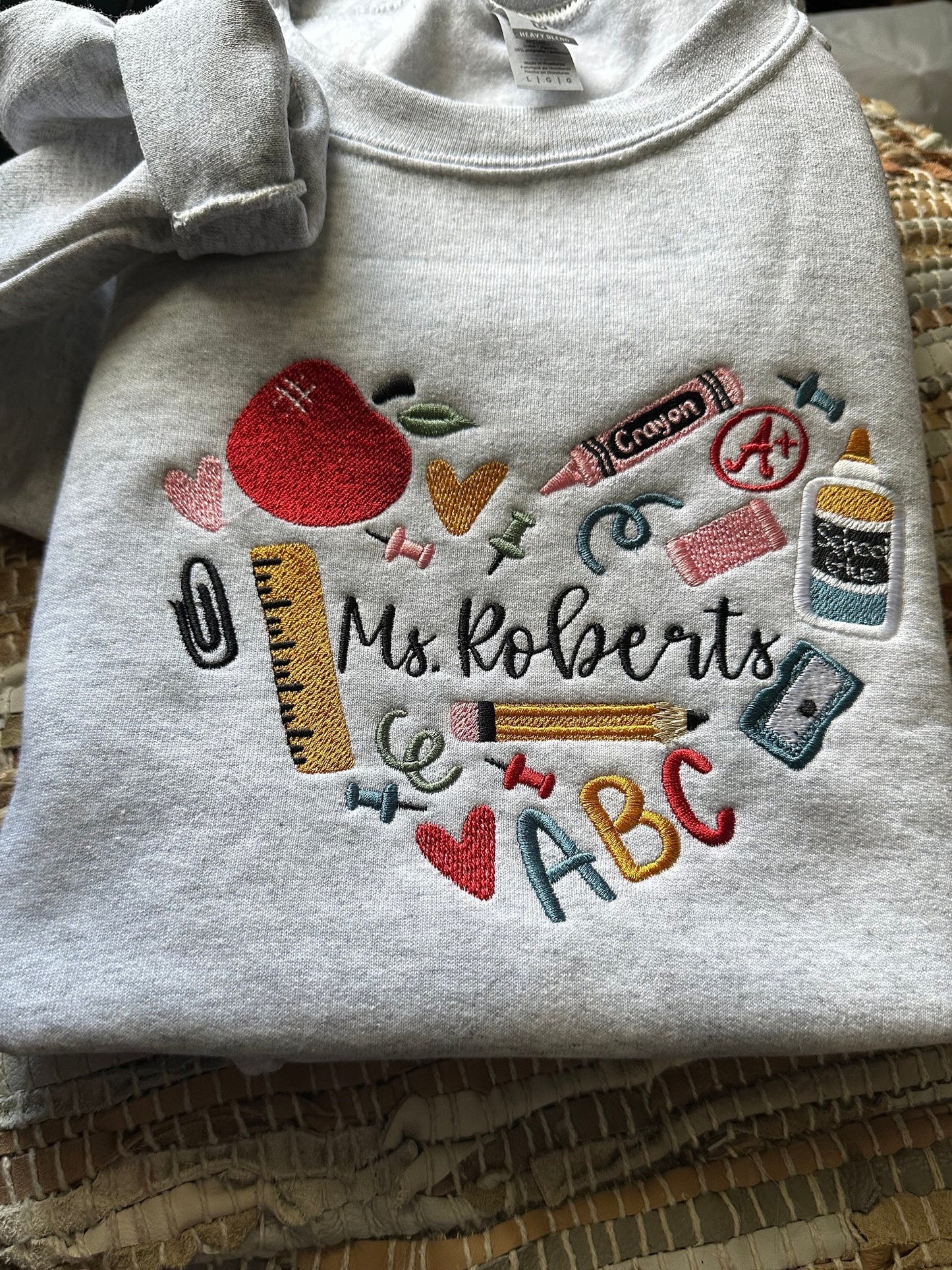 Embroidered 90s Vibe Teacher Sweatshirt - Embroidered Teacher Sweatshirt - Teacher Gift - Student Teacher Sweatshirt - DayCare Sweatshirt