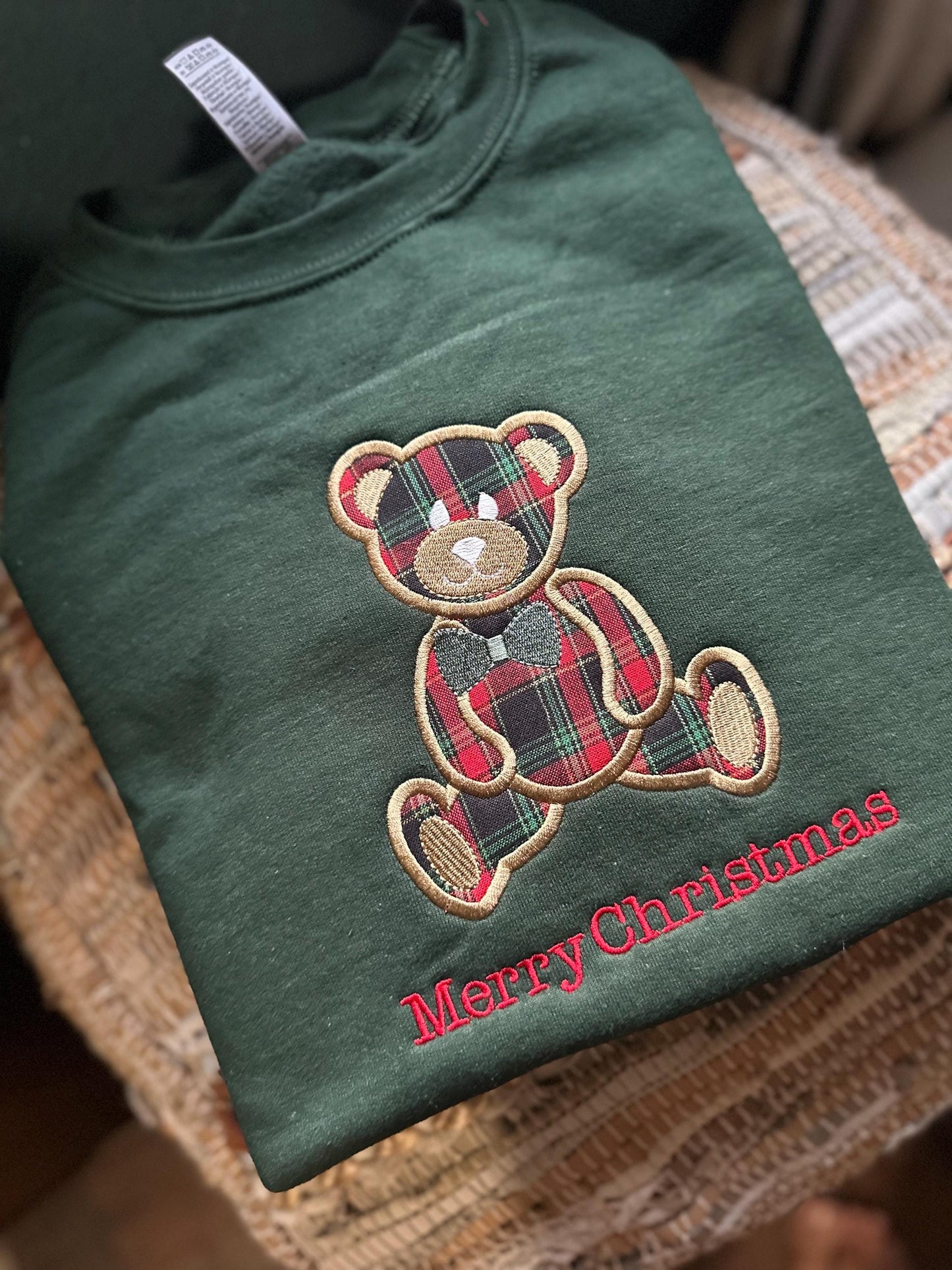 Embroidered Teddy Bear Cheistmas Sweatshirt - Christmas sweatshirt - 90s Christmas - 90s sweatshirt - Christmas party wear - ugly Christmas