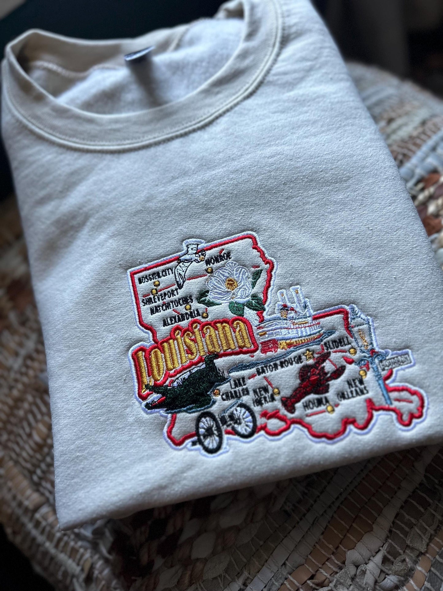 Custom Embroidered Mardi Gras Sweatshirt, Embroidered Louisiana Sweatshirt, Crawfish season, Embroidered cowgirl crewneck, Geaux Girls