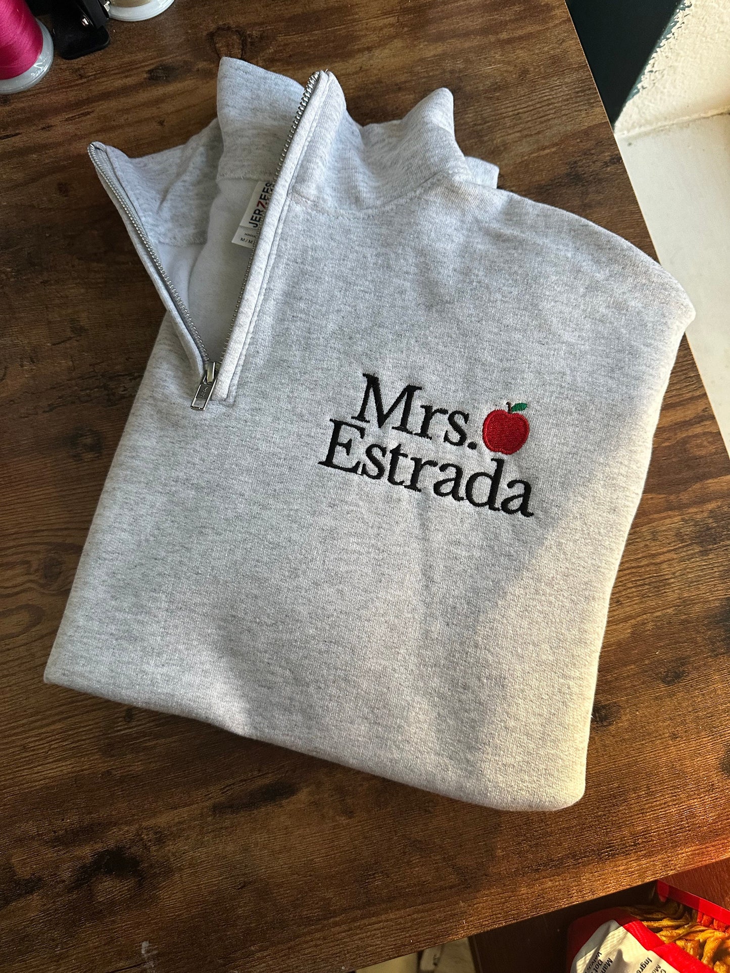 Custom Embroidered Teacher quarter zip teacher pullover teacher appreciation gifts personalized teacher quarter zip teacher zip up sweater