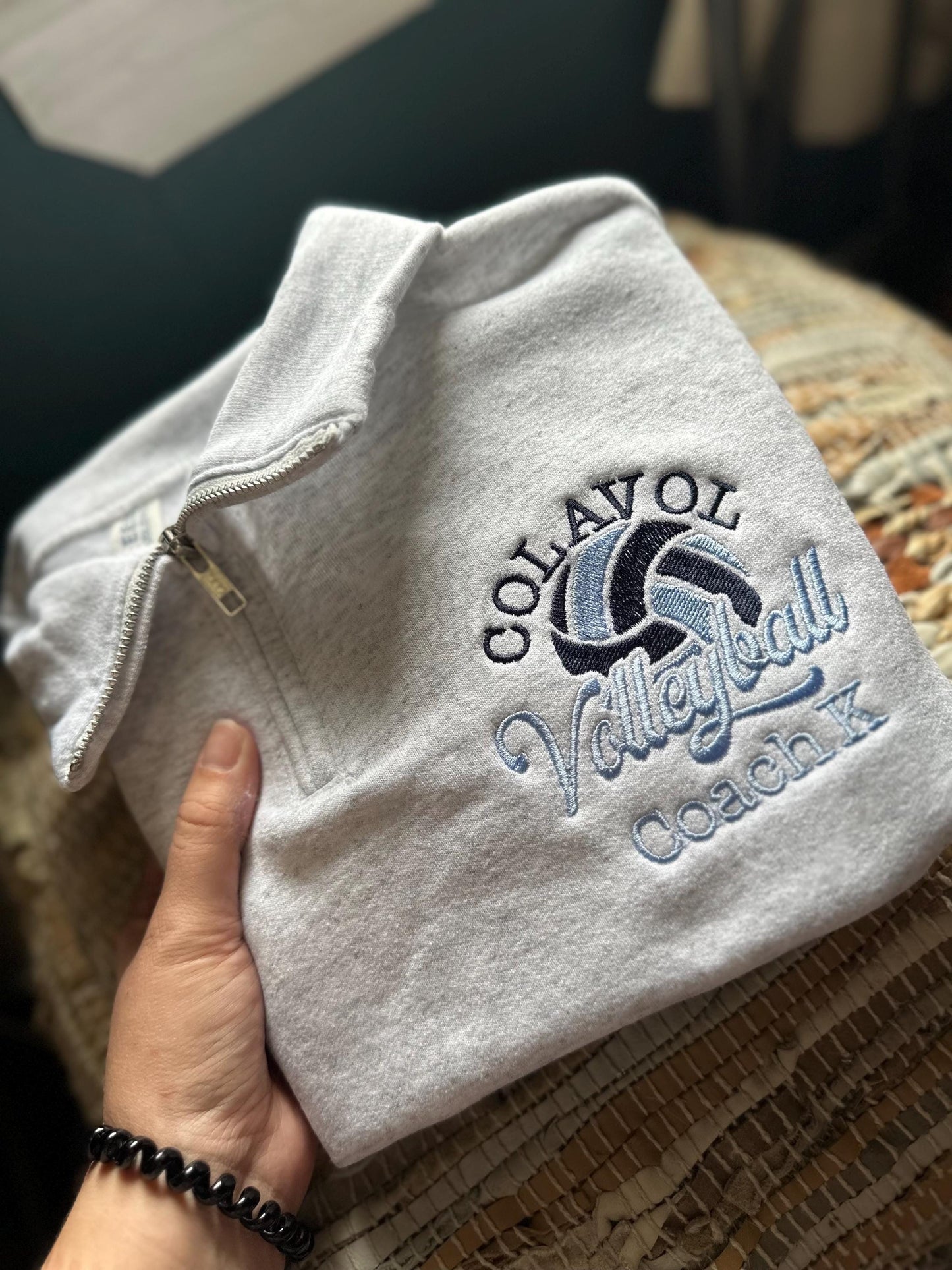 Embroidered Volleyball Coach Quarter Zip - Coach pullover - personalize varsity pullover - Volleyball Quarter Zip
