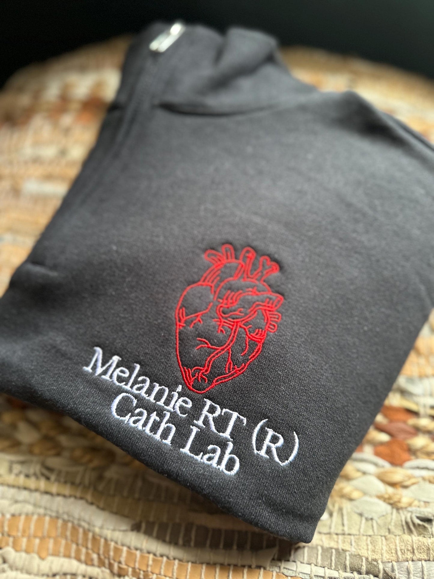 Embroidered CARDIAC nurse quarter zip jacket - cards nurse jacket - CVICU nurse jacket -personalized nurse gift - CHSU unit - cath lab