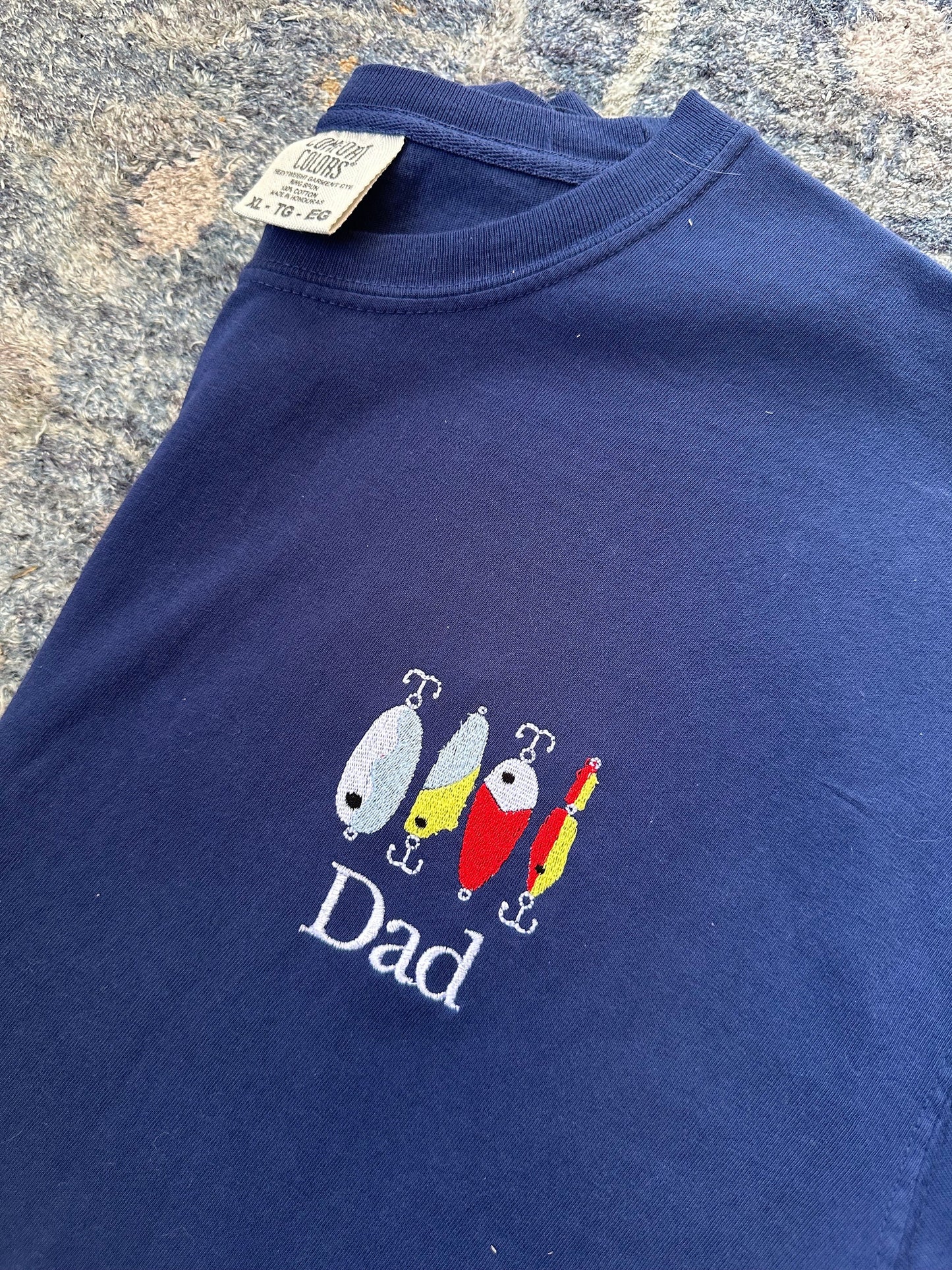 Father’s Fishing Embroidered Shirt -Fathers Day Shirt - personalized dad shirt - embroidered lure shirt - personalized grandpa fishing shirt