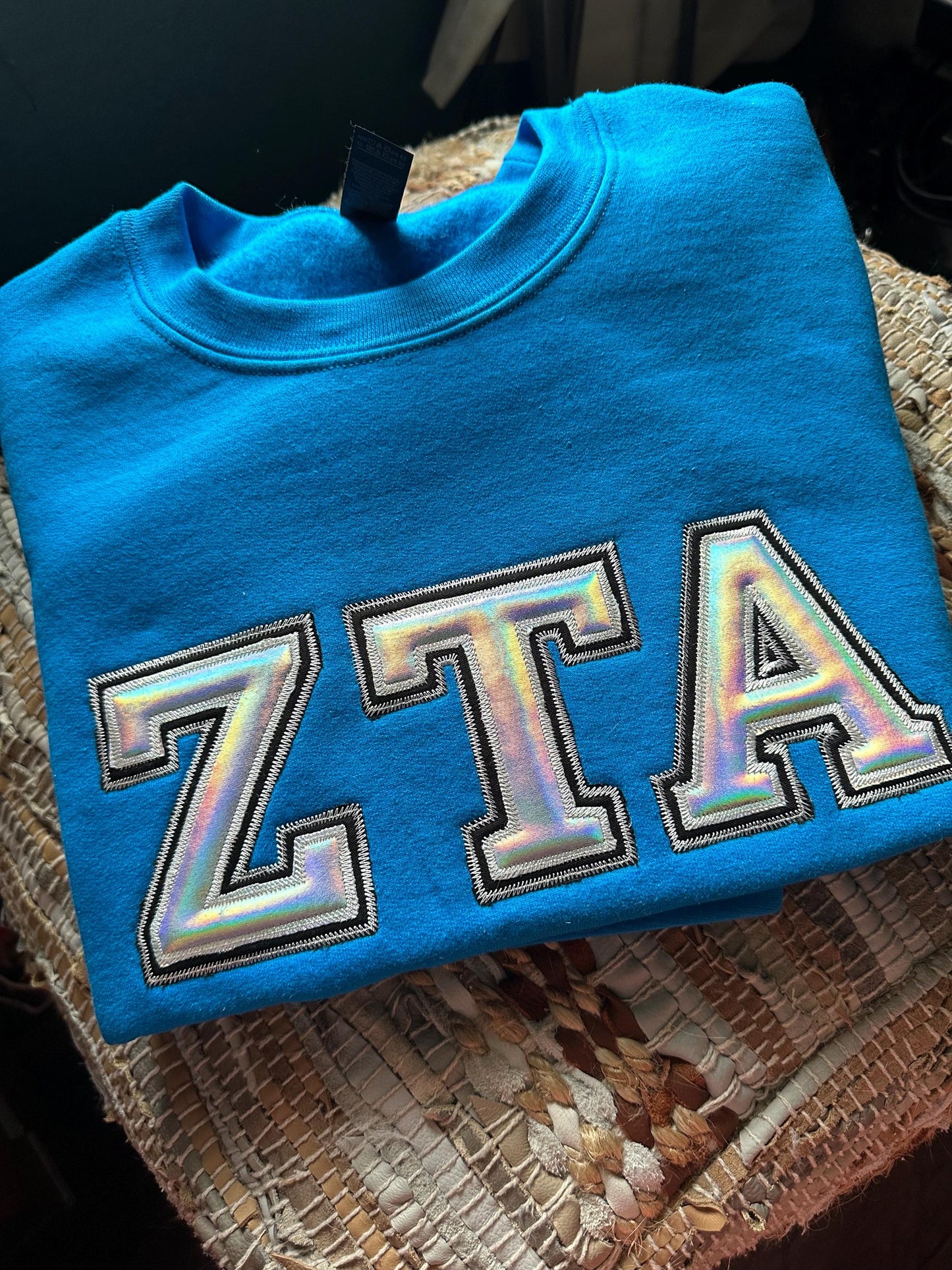Embroidered Zeta Tau Alpha Applique sweatshirt - ZTA wear - Sorority Sweatshirt - Big/Little Gift - Sorority Greek Licensed Merch