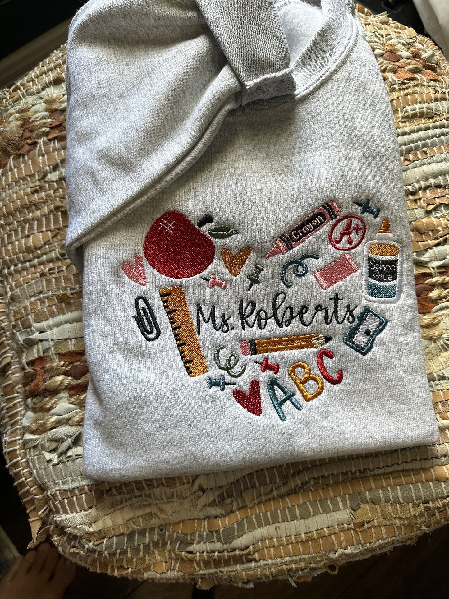 Embroidered 90s Vibe Teacher Sweatshirt - Embroidered Teacher Sweatshirt - Teacher Gift - Student Teacher Sweatshirt - DayCare Sweatshirt