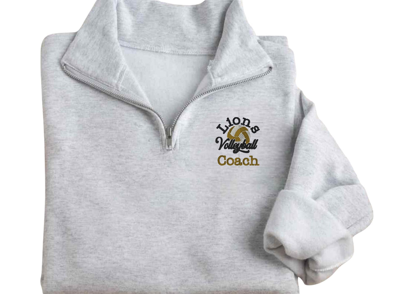 Embroidered Volleyball Coach Quarter Zip - Coach pullover - personalize varsity pullover - Volleyball Quarter Zip
