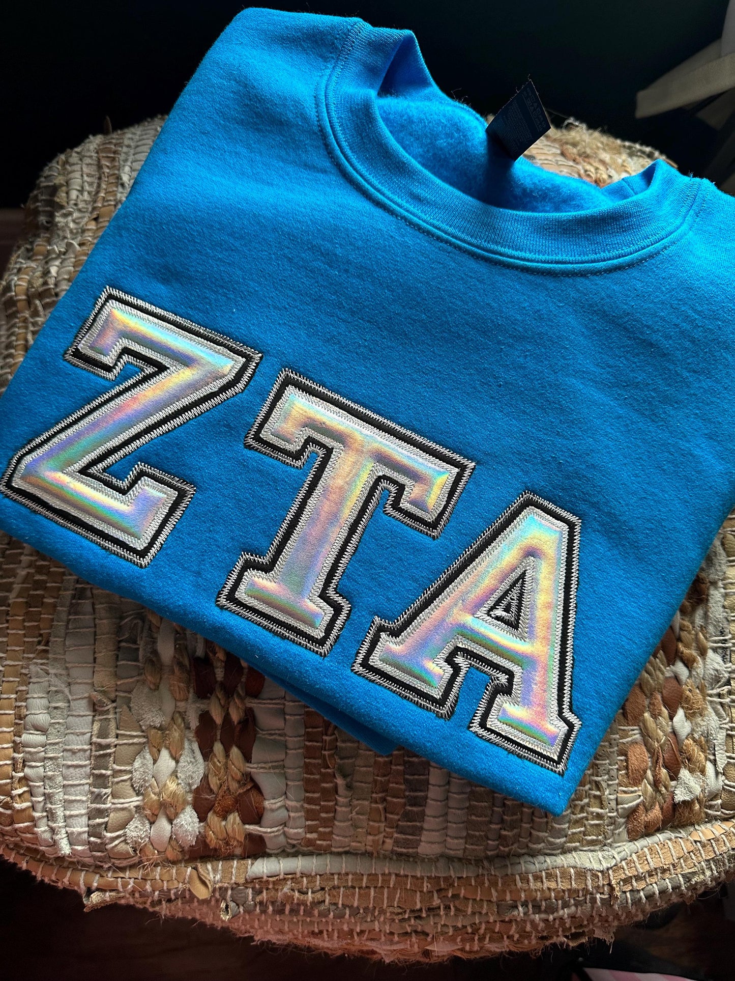 Embroidered Zeta Tau Alpha Applique sweatshirt - ZTA wear - Sorority Sweatshirt - Big/Little Gift - Sorority Greek Licensed Merch