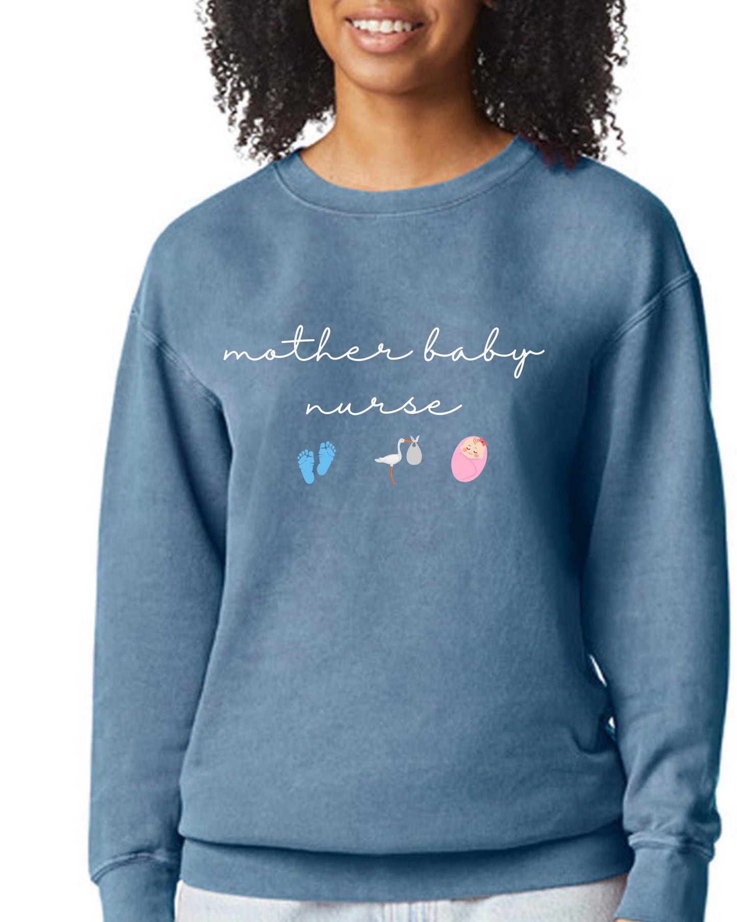 Custom Embroidered Mother Baby Sweatshirt, Post Partum Nurse Sweatshirt, Newborn Nurse Sweatshirt, Nurse GIft, Baby Nurse