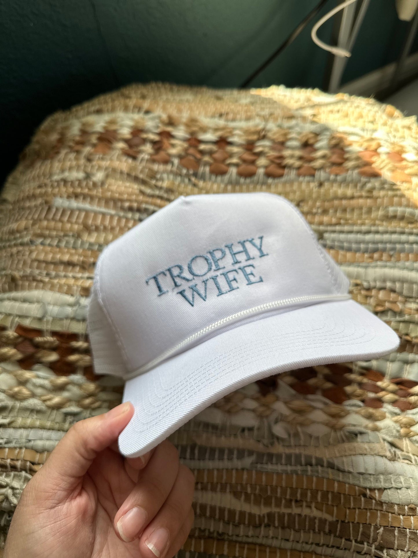 Embroidered trophy wife Trucker Hat - engagement gift - bachelorette hat - bachelorette party gift - bridal show hat - rehearsal hat