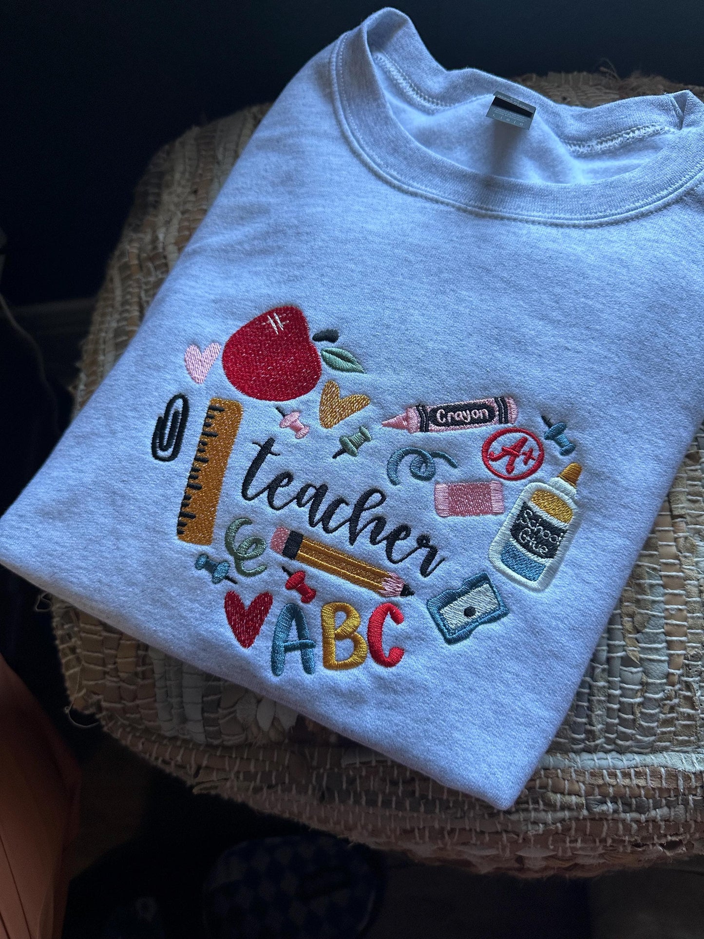 Embroidered 90s Vibe Teacher Sweatshirt - Embroidered Teacher Sweatshirt - Teacher Gift - Student Teacher Sweatshirt - DayCare Sweatshirt