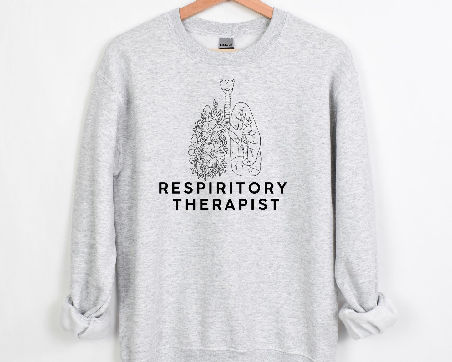 Custom Embroidered RT sweatshirt - Floral RT Jacket - Respiratory Nurse crewneck - personalized sweatshirt - respiratory therapist