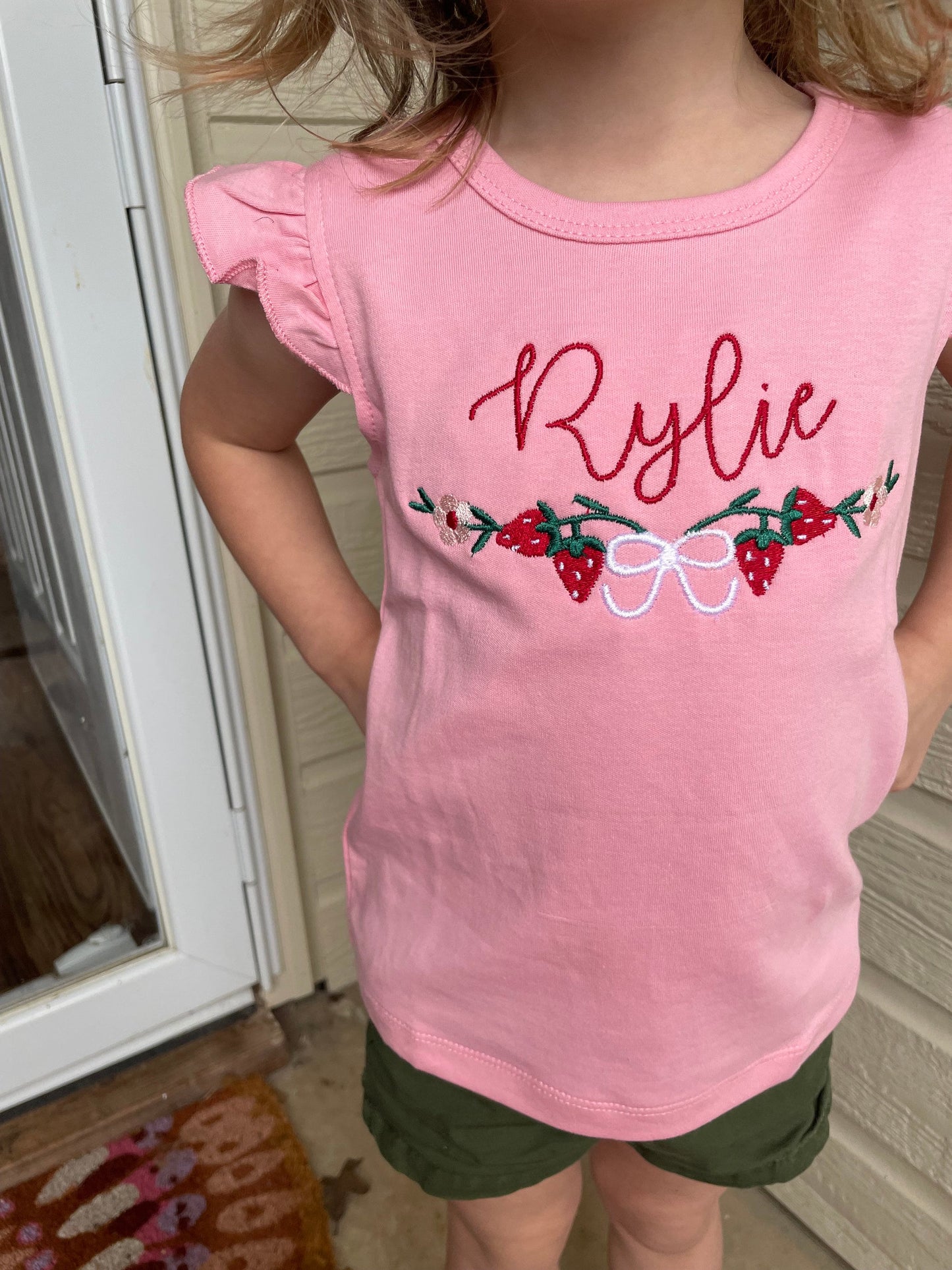 Strawberry Floral Embroidered Shirt - Embroidered summer strawberry shirt - personalized strawberry shirt