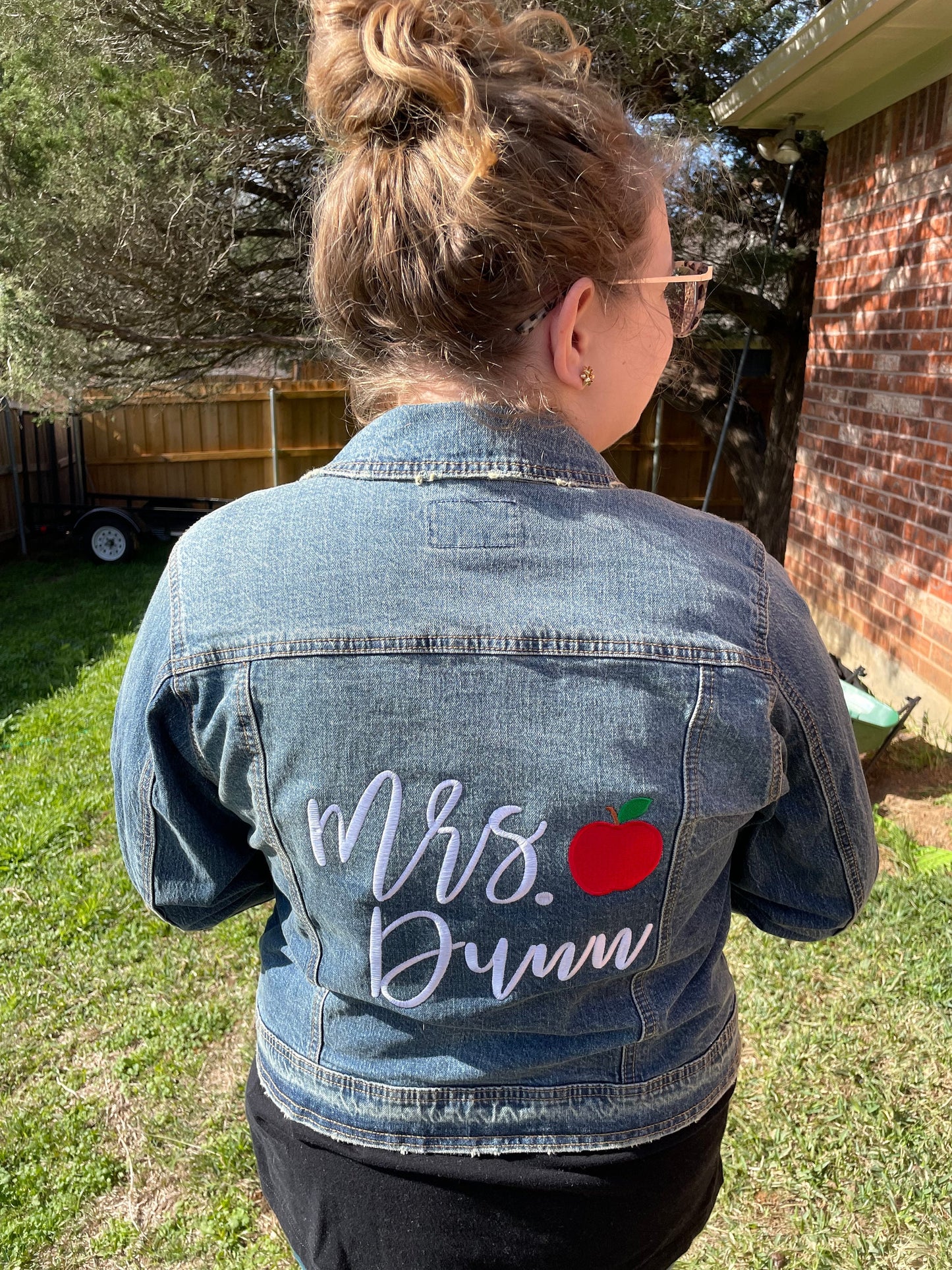 Embroidered Teacher Jean Jacket - Personalized Jean Jacket