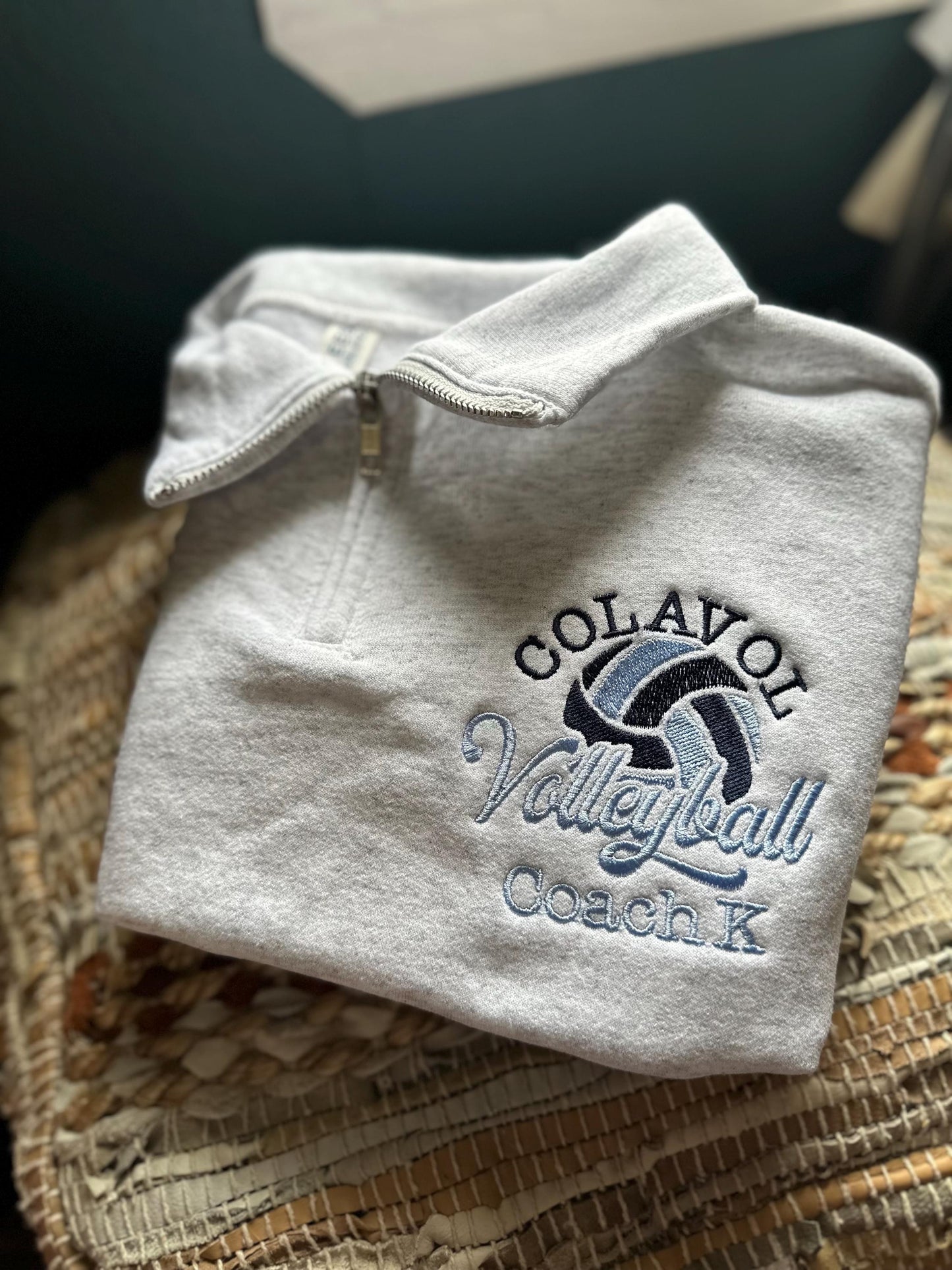 Embroidered Volleyball Coach Quarter Zip - Coach pullover - personalize varsity pullover - Volleyball Quarter Zip