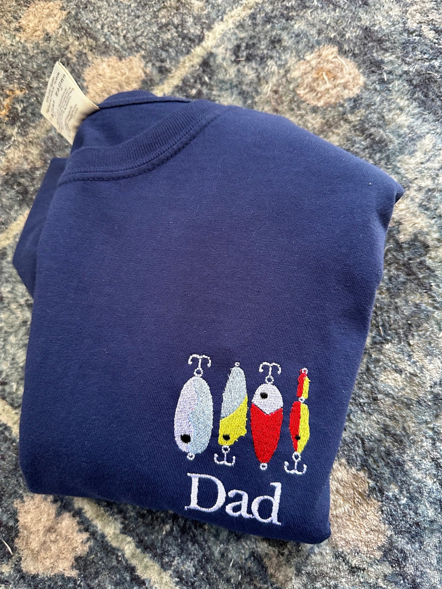 Father’s Fishing Embroidered Shirt -Fathers Day Shirt - personalized dad shirt - embroidered lure shirt - personalized grandpa fishing shirt