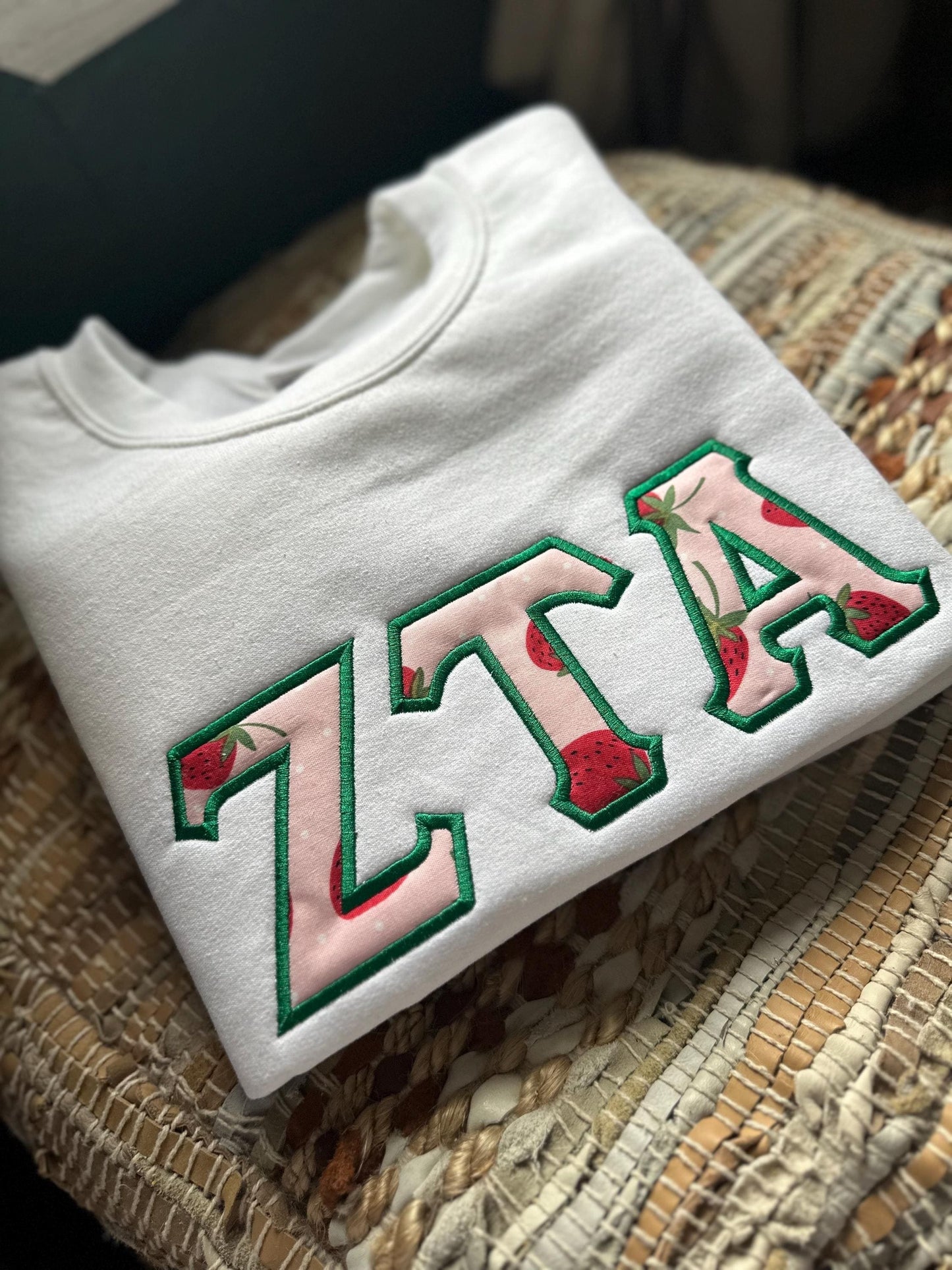 Embroidered Zeta Tau Alpha Strawberry sweatshirt - ZTA wear - Sorority Sweatshirt - Big/Little Gift - Sorority Greek Licensed Merch -