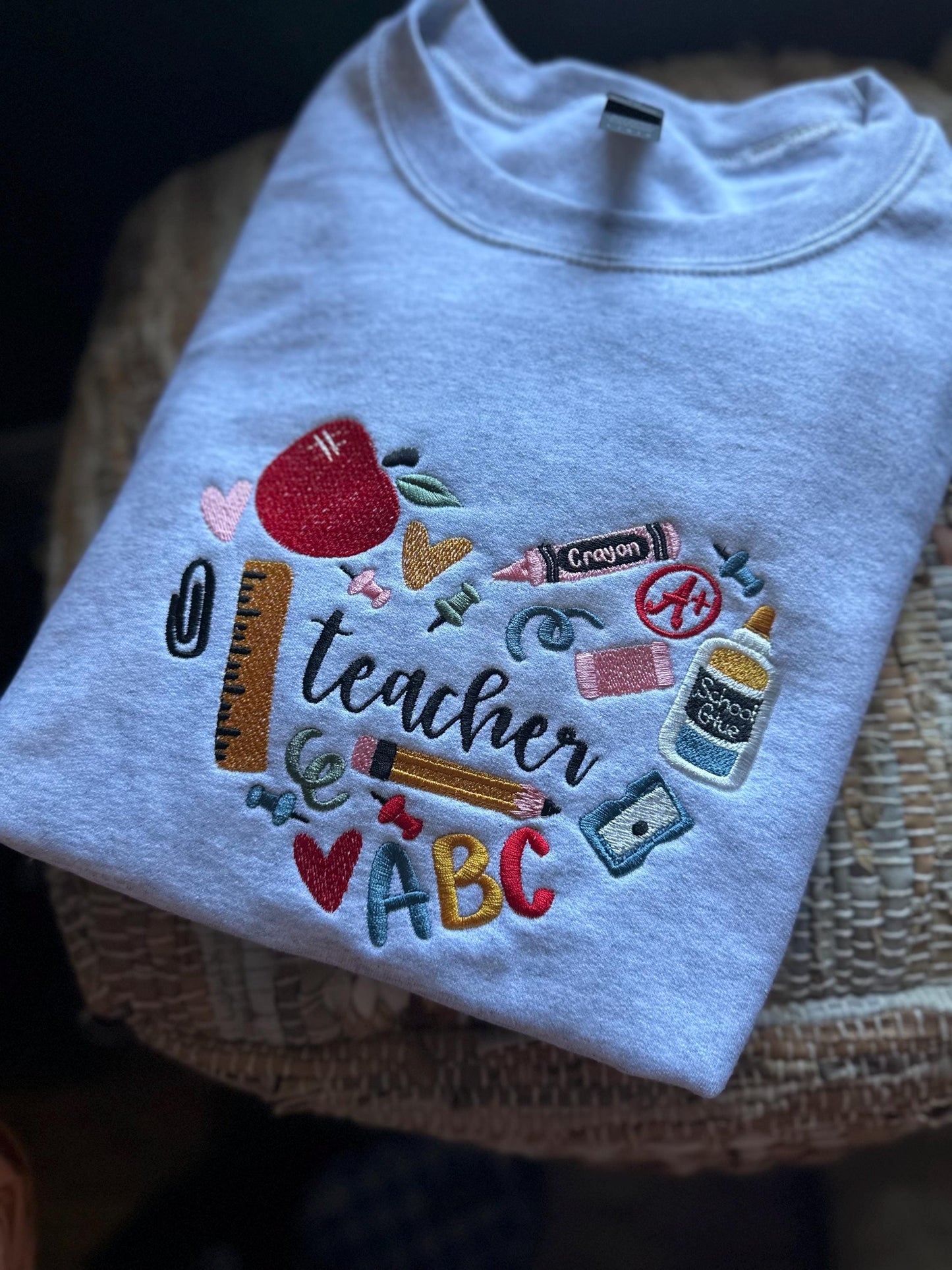 Embroidered 90s Vibe Teacher Sweatshirt - Embroidered Teacher Sweatshirt - Teacher Gift - Student Teacher Sweatshirt - DayCare Sweatshirt