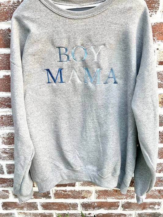 Embroidered Personalized Sweatshirt- Boy Mama Sweatshirt- Mom sweatshirt